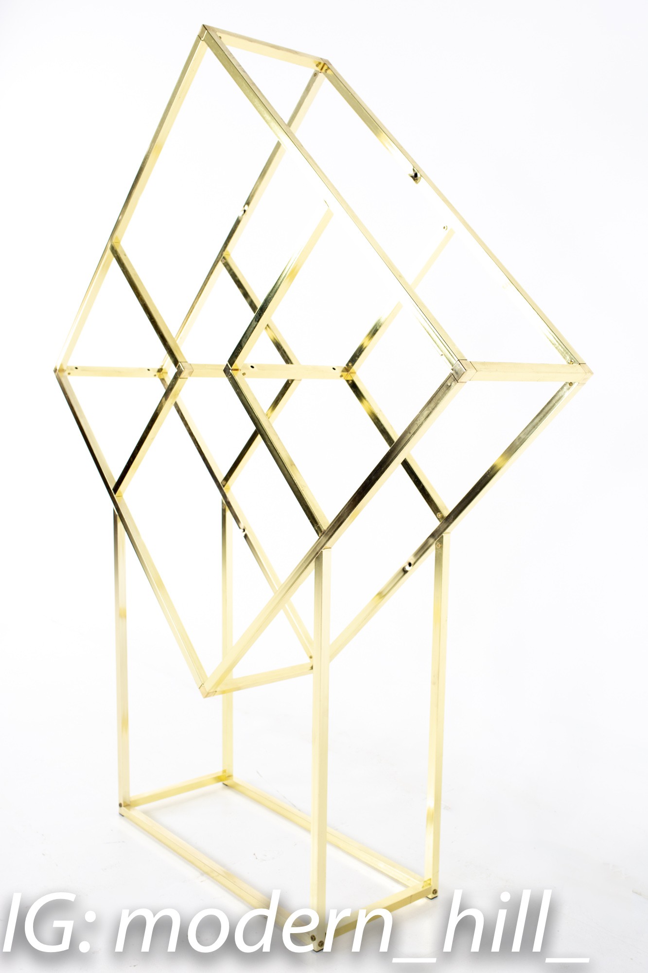 Mid Century Milo Baughman style Brass Glass Etagere - Mary Kay's Furniture