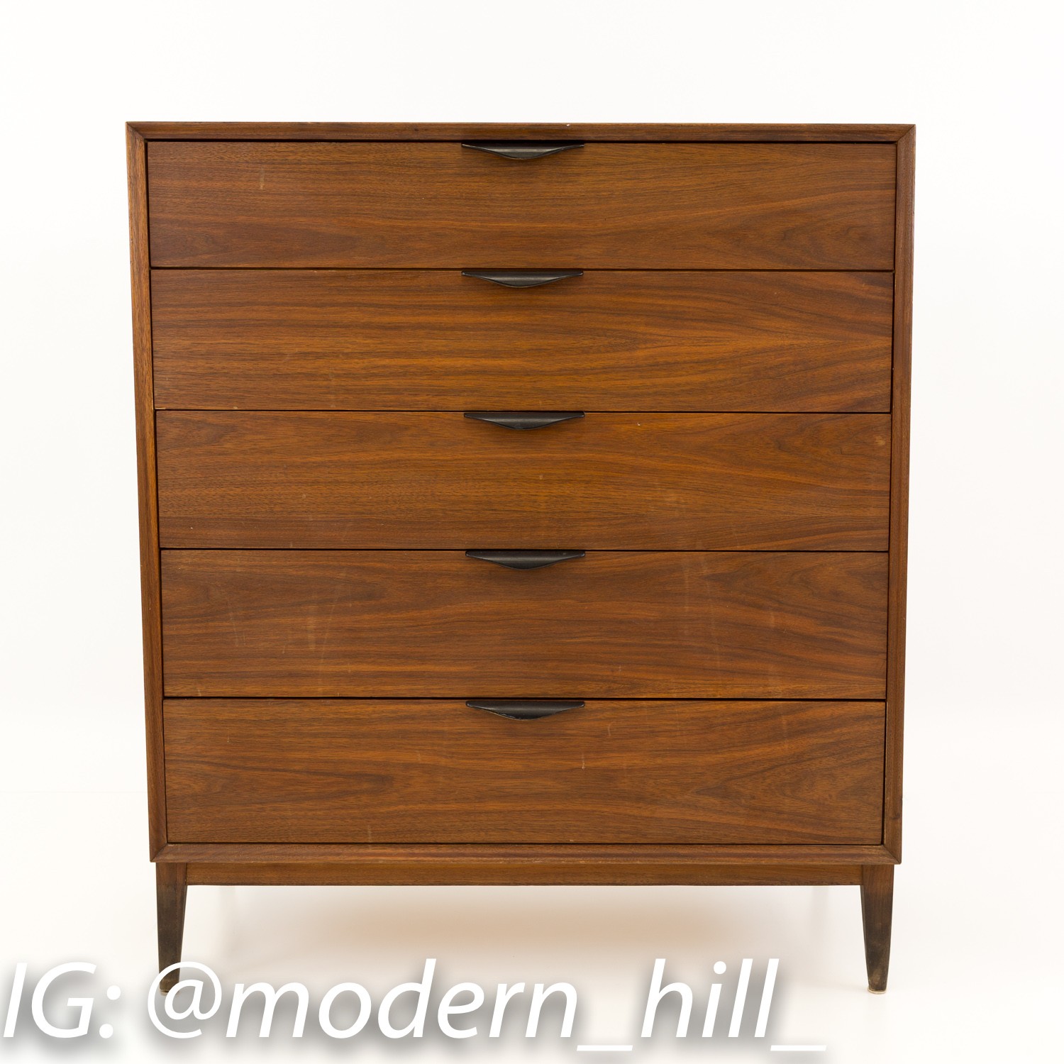 Merton Gershun for Dillingham Esprit Mid Century Highboy with Carved Wood Handles