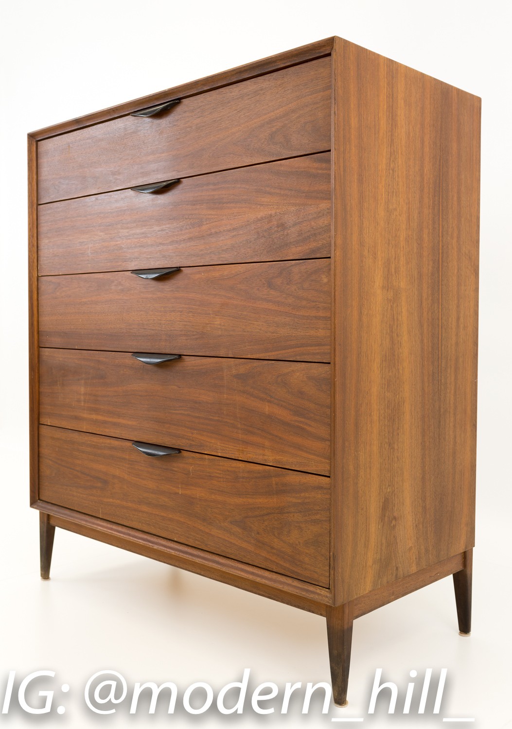 Merton Gershun for Dillingham Esprit Mid Century Highboy with Carved Wood Handles