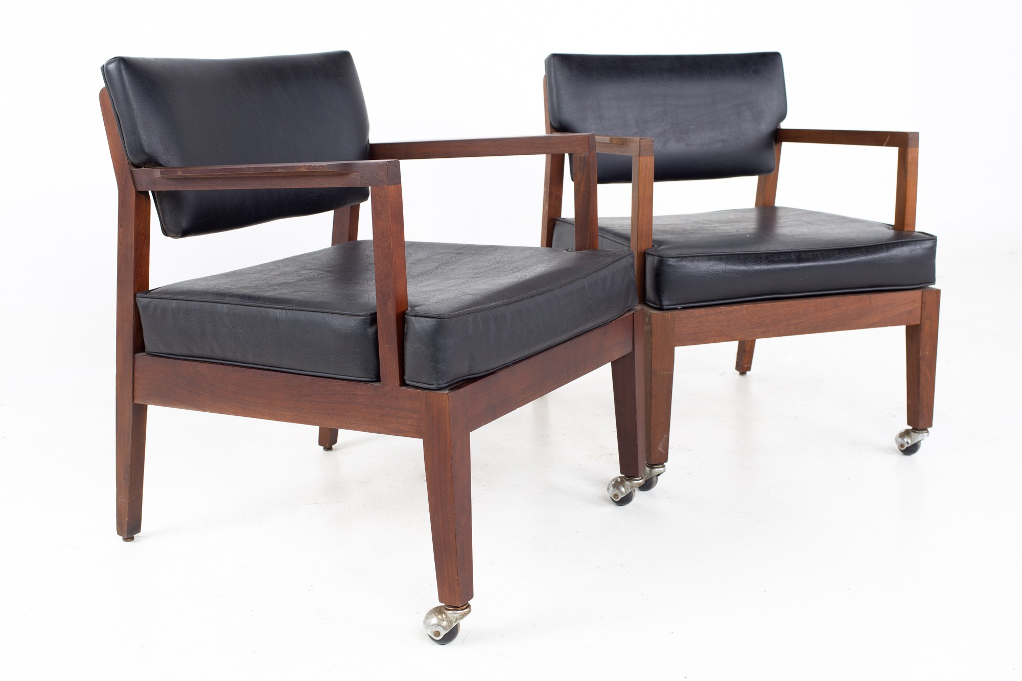 Mid Century Walnut Occasional Lounge Chairs - a Pair