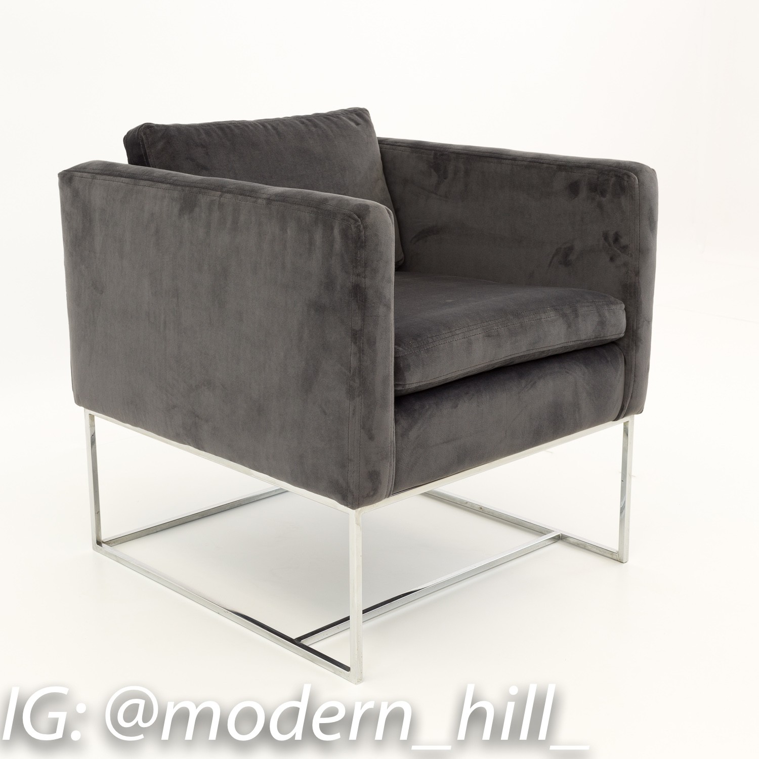Milo Baughman Mid Century Cube Lounge Chairs - Matching Pair