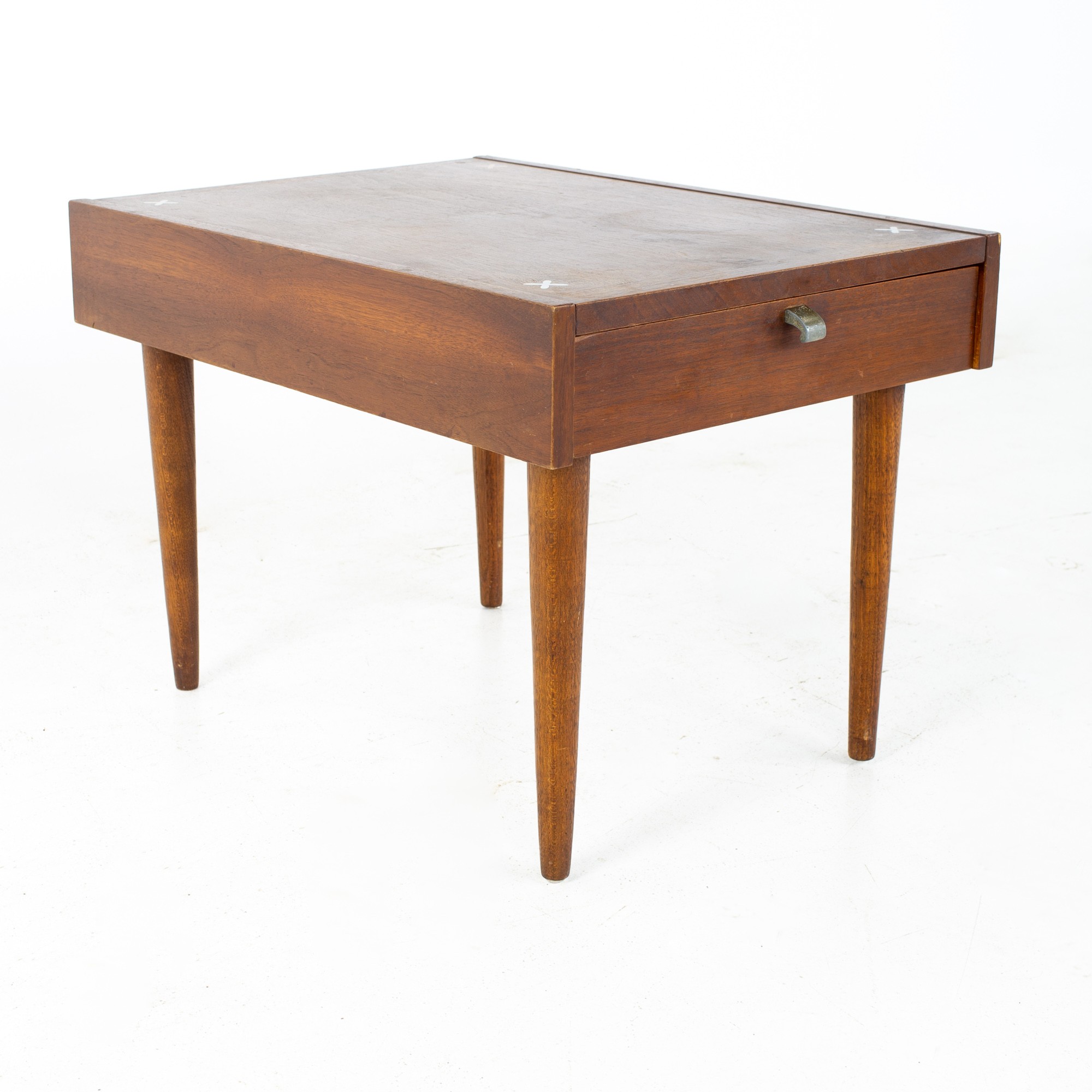 Merton Gershun for American of Martinsville Mid Century X Inlaid Walnut Side End Table