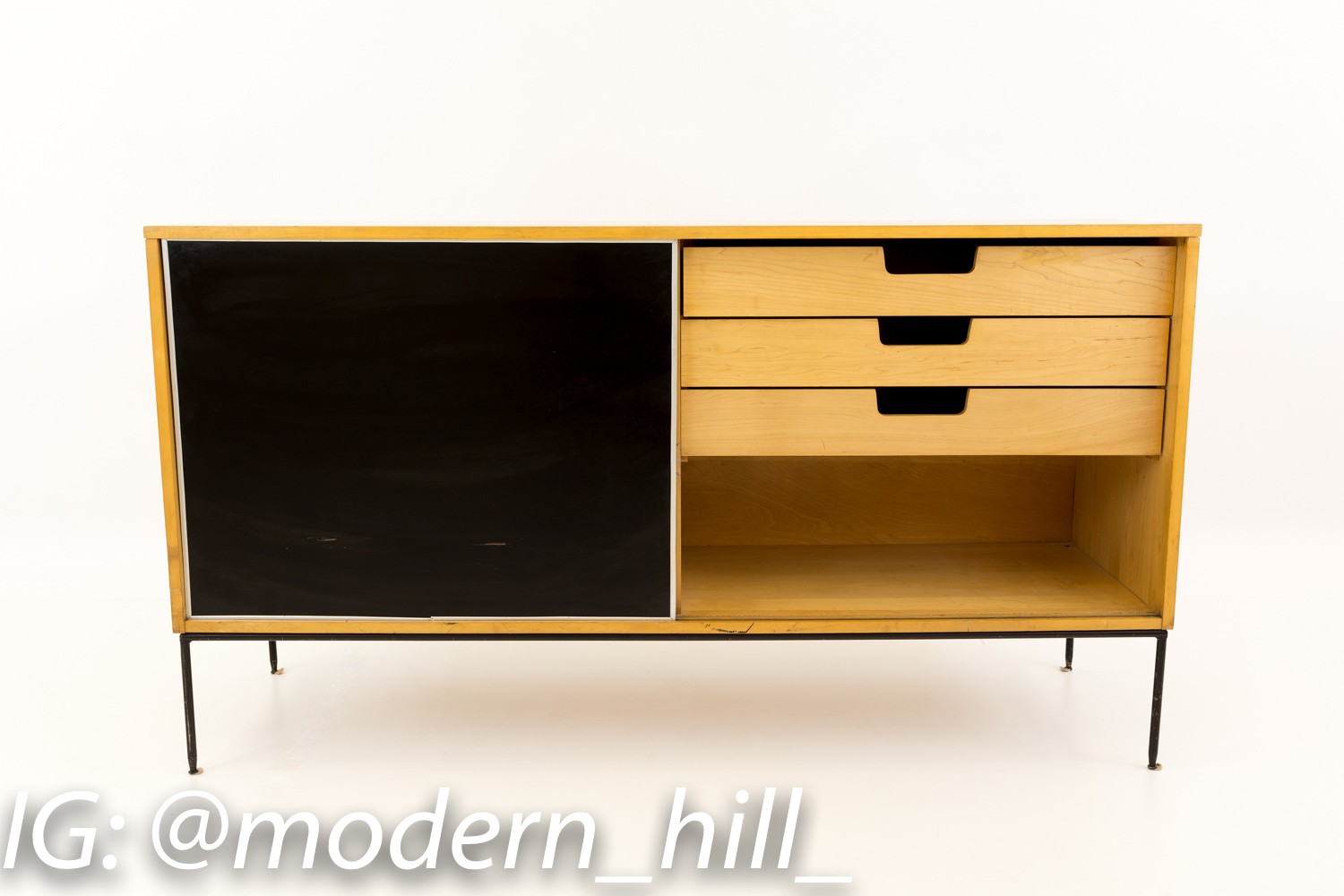 Paul Mccobb for Planner Group Black and White Blonde Credenza with Hutch