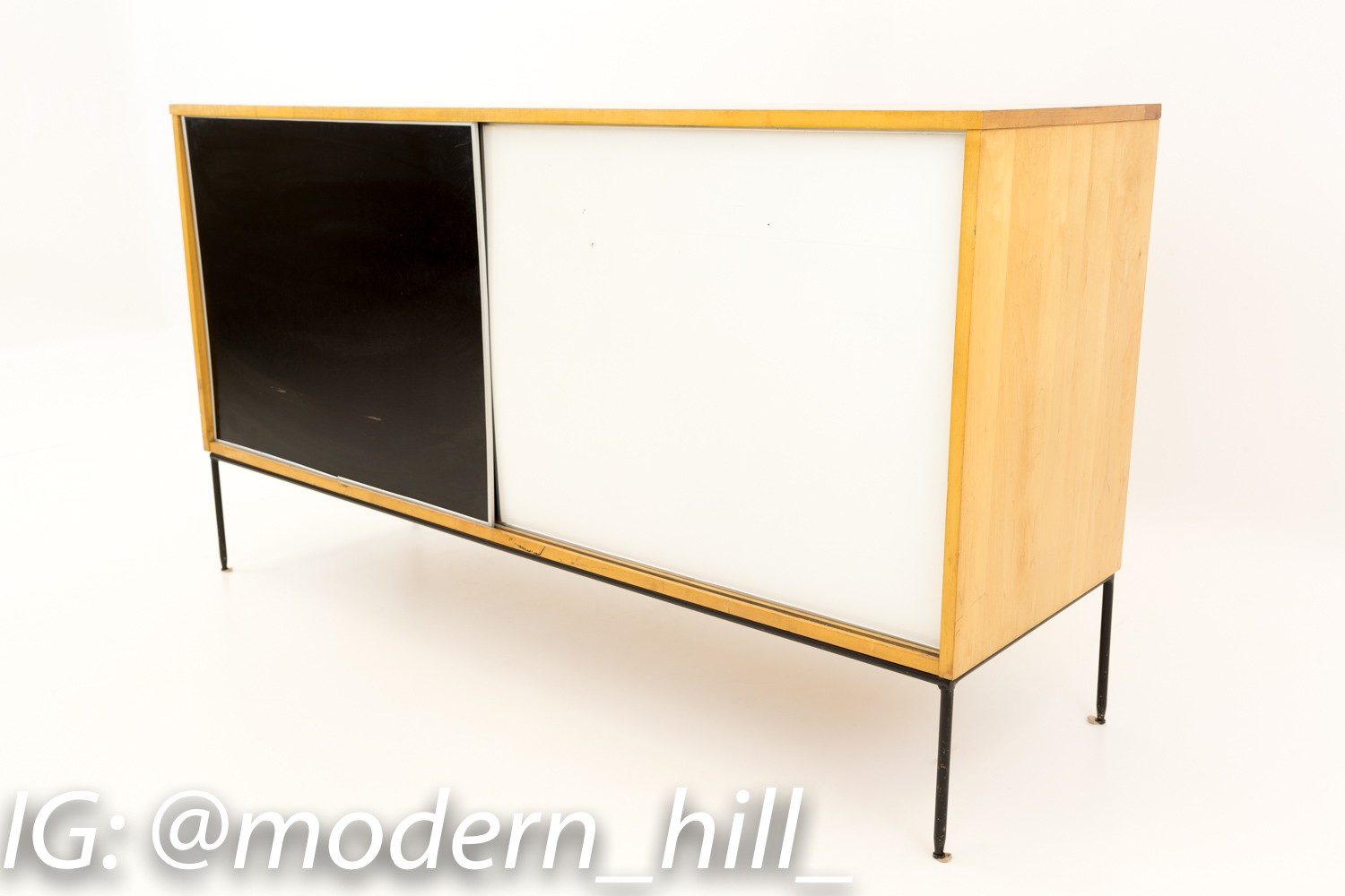 Paul Mccobb for Planner Group Black and White Blonde Credenza with Hutch