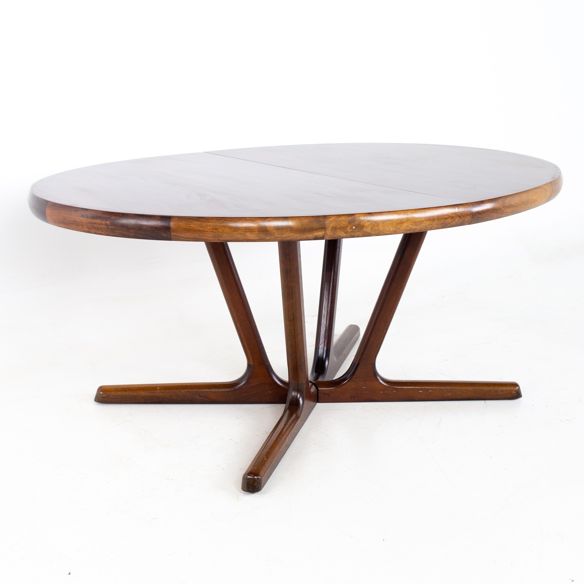 Interform Collection Mid Century Danish Rosewood 12 Person Oval Expanding Pedestal Dining Table