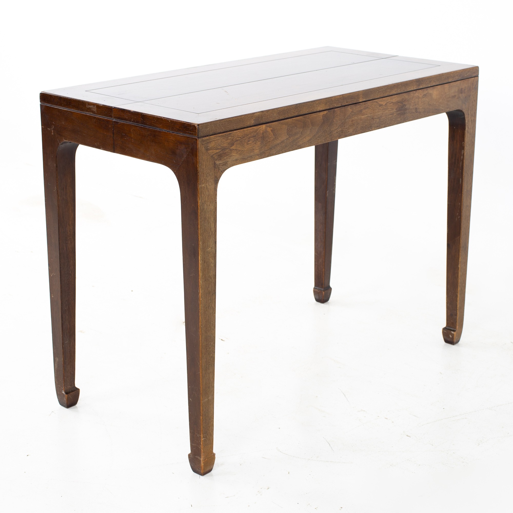 Michael Taylor for Baker Mid Century Walnut Expanding Foyer Entry Console Dining Table
