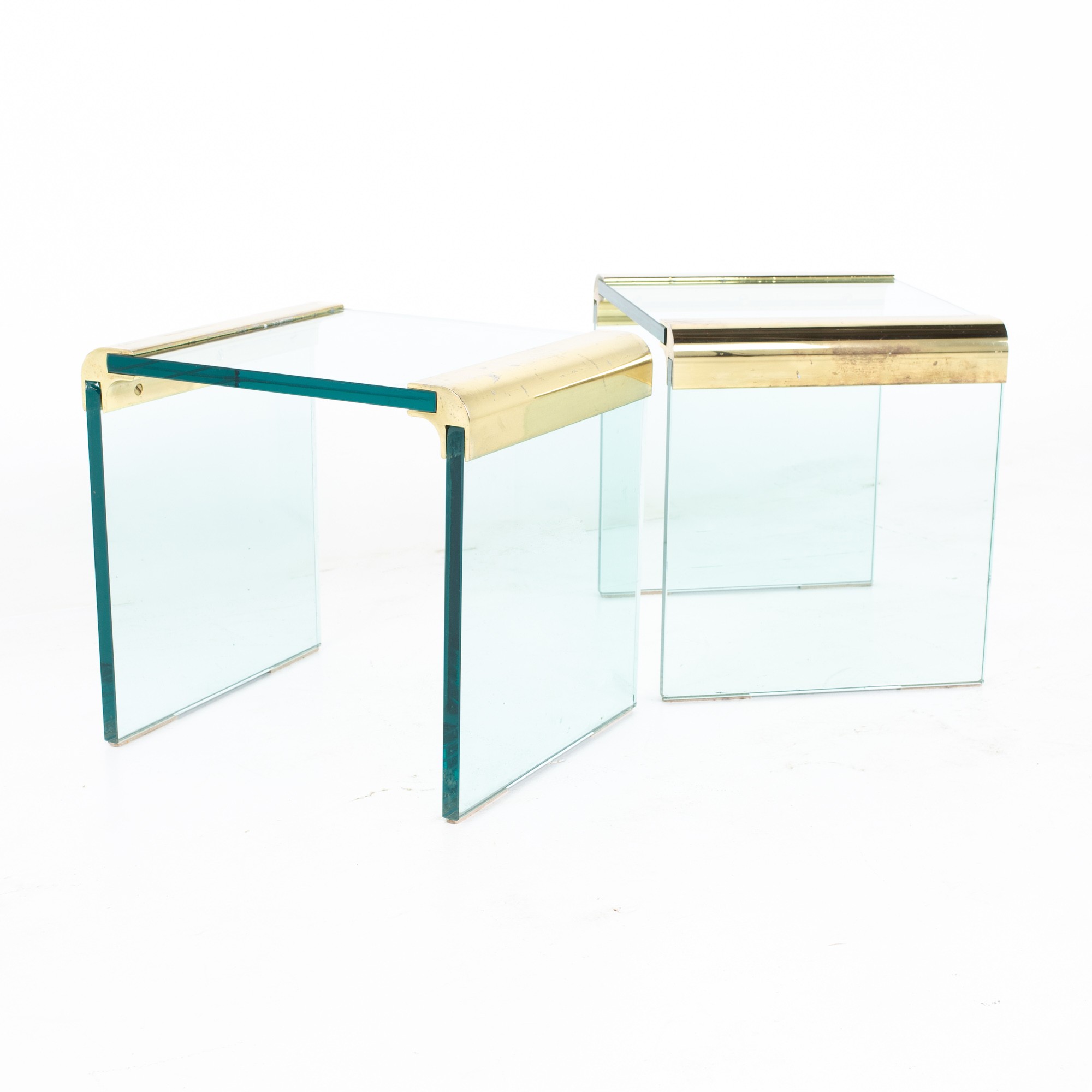 Pace Mid Century Glass Side Tables - a Pair