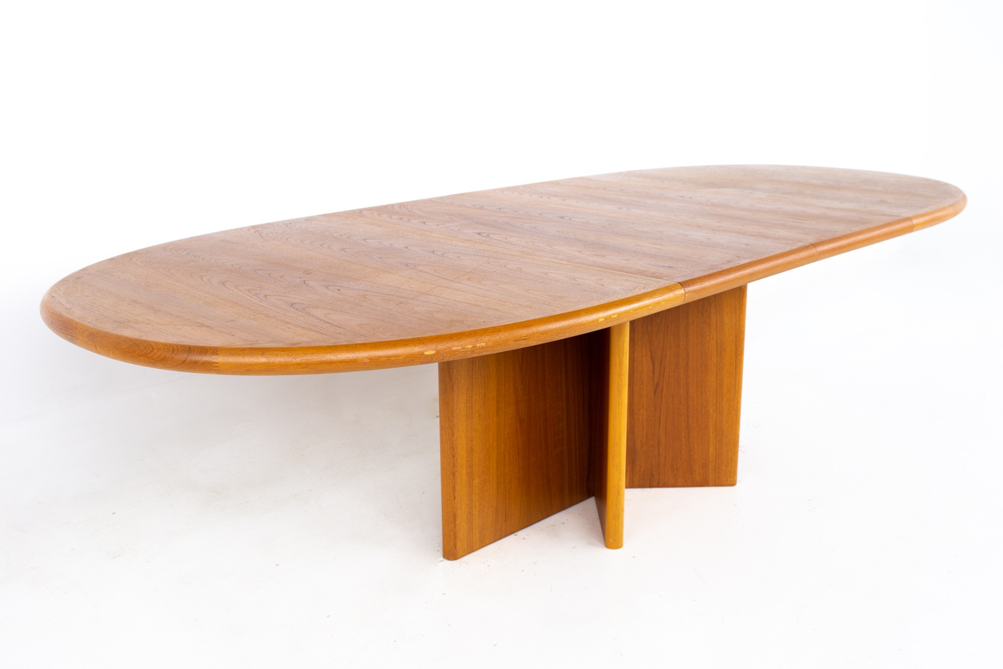 Mid Century Teak Starburst Pedestal Expanding Hidden Leaf Dining Table