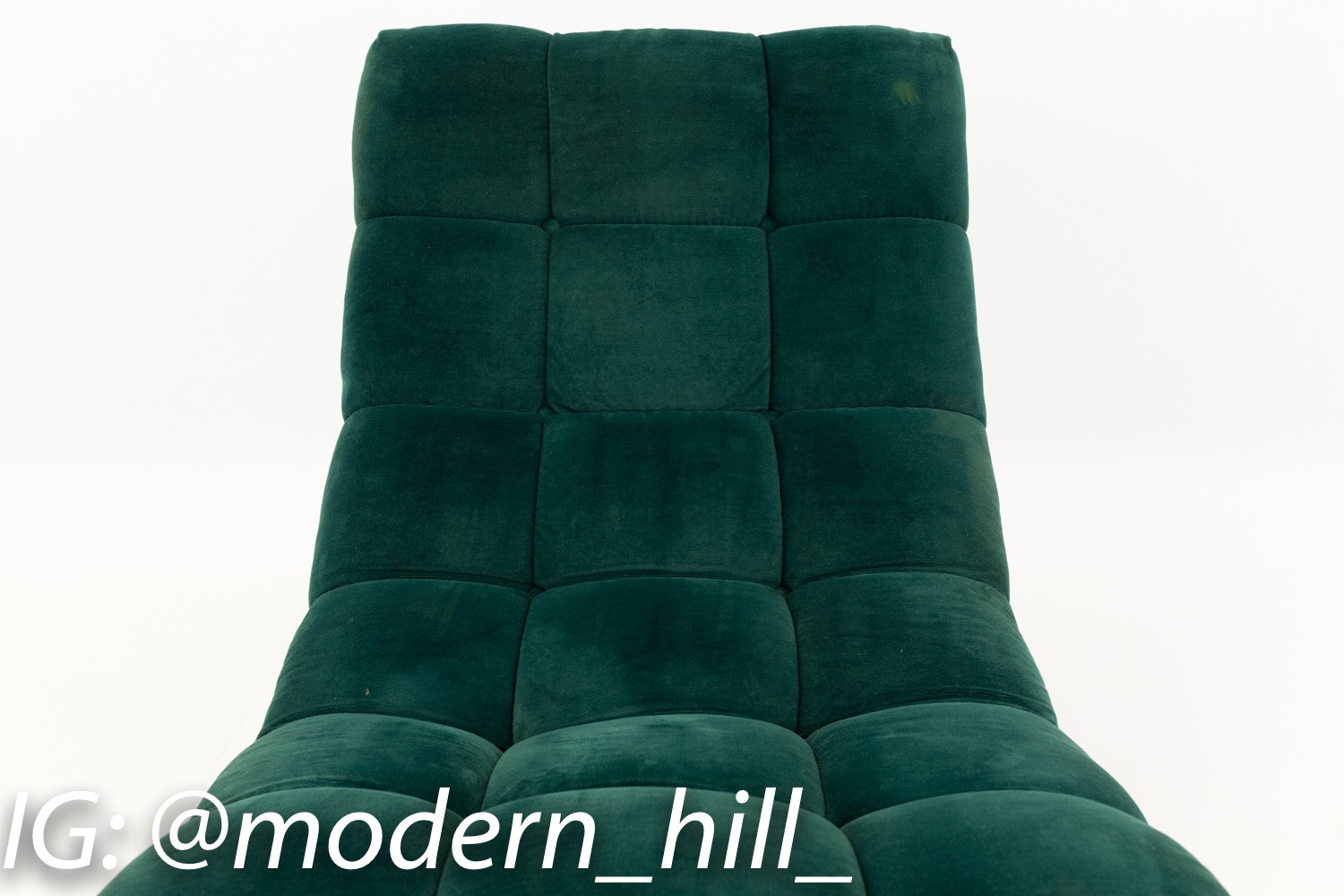 Milo Baughman Mid Century Brass Base Tufted Chaise Lounge Chair