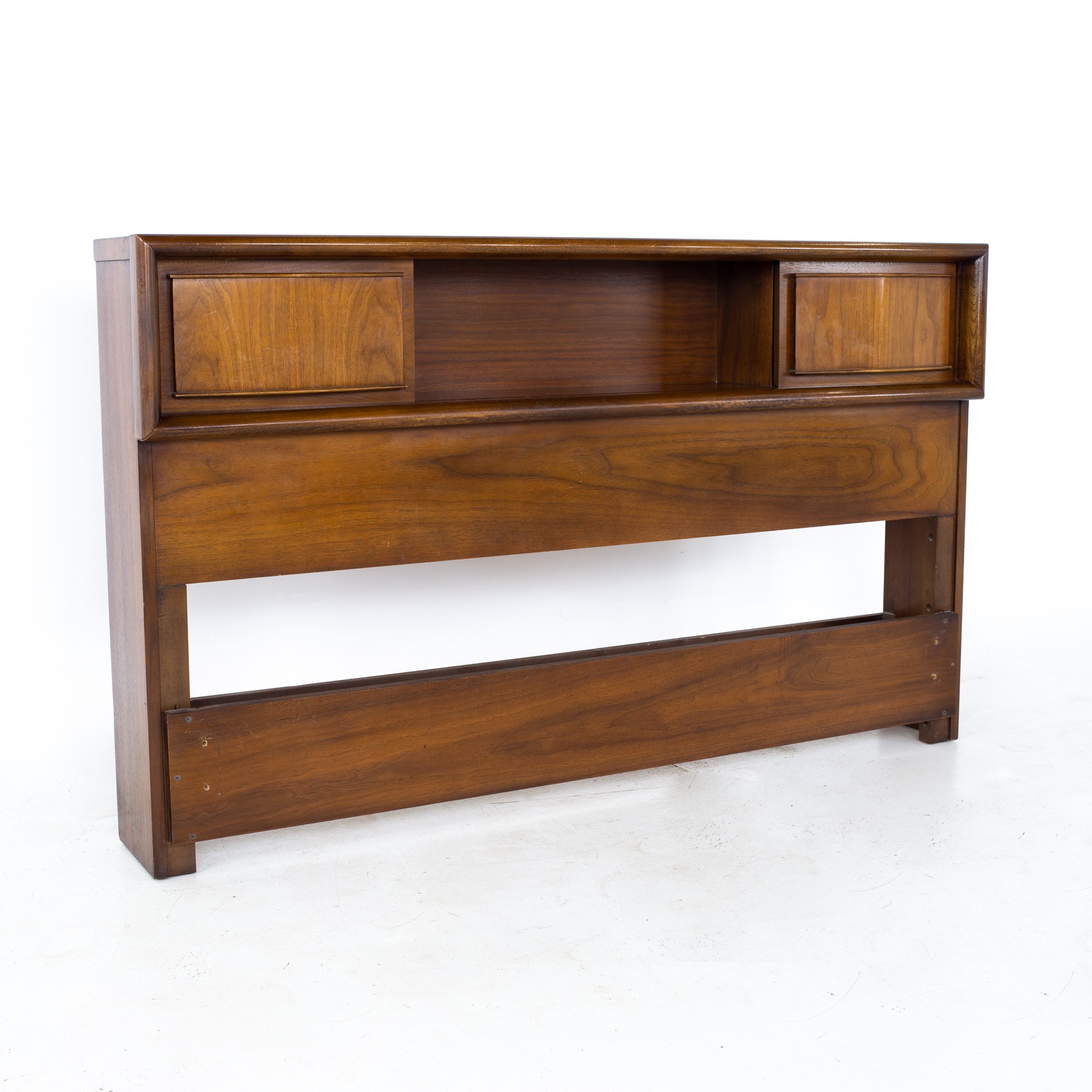 United Diamond Mid Century Walnut Full Storage Headboard