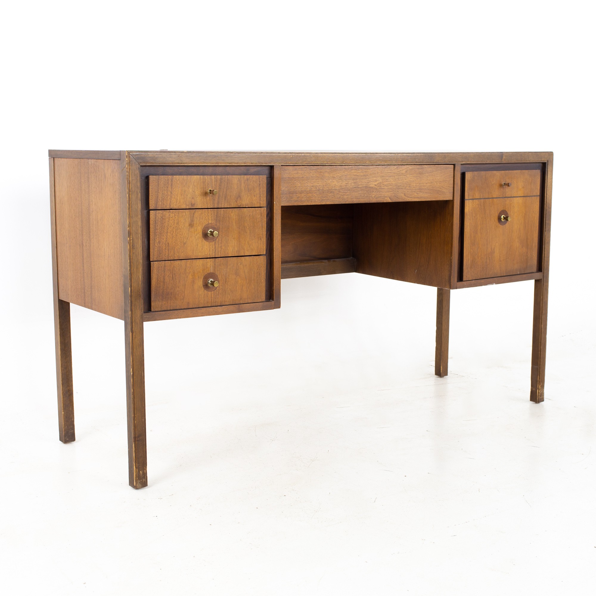 Lawrence Peabody Style Mid Century Walnut and Laminate Desk