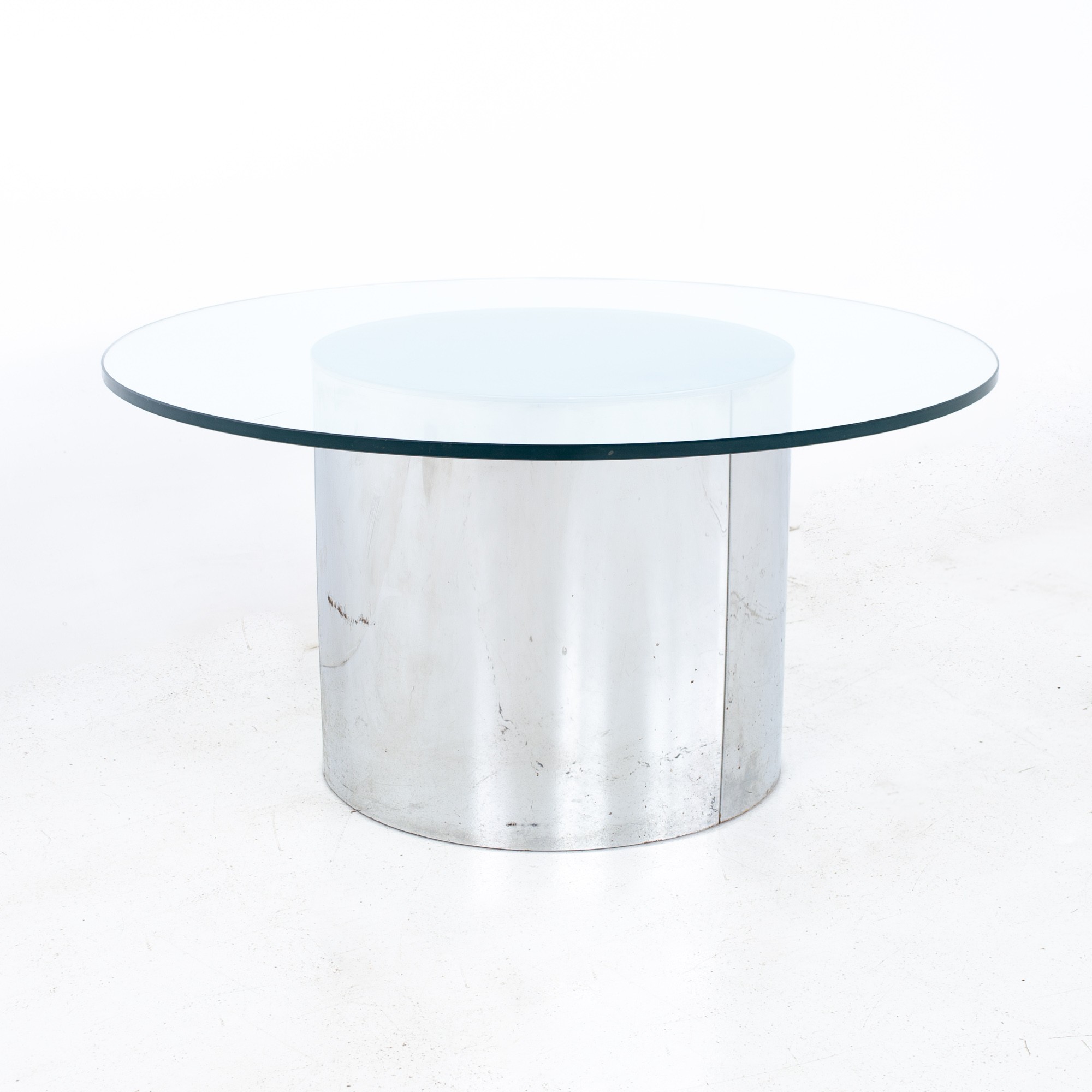 Mid Century Round Glass and Chrome Coffee Table