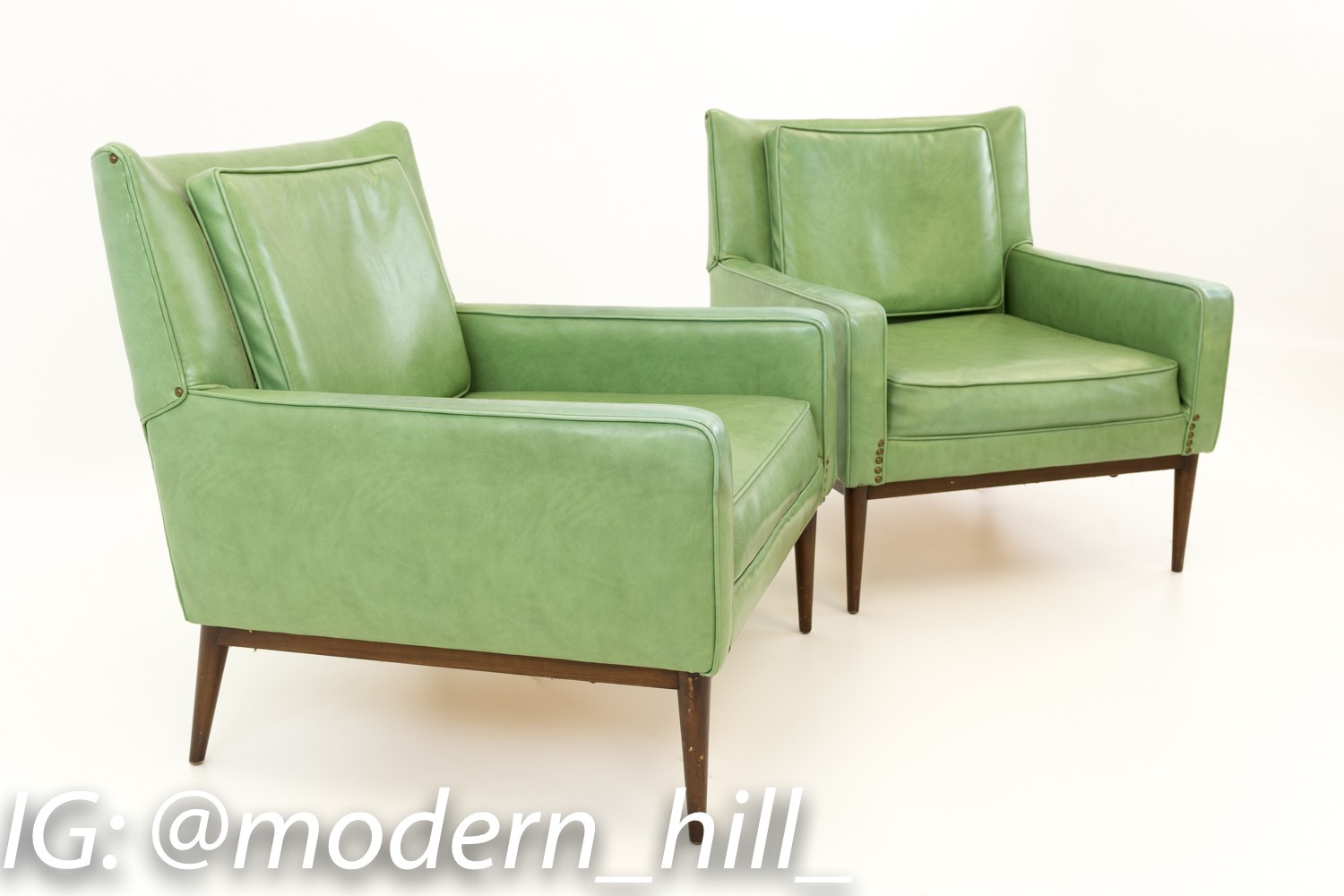 Paul Mccobb for Directional Mid Century Modern Lounge Chairs Model 1312