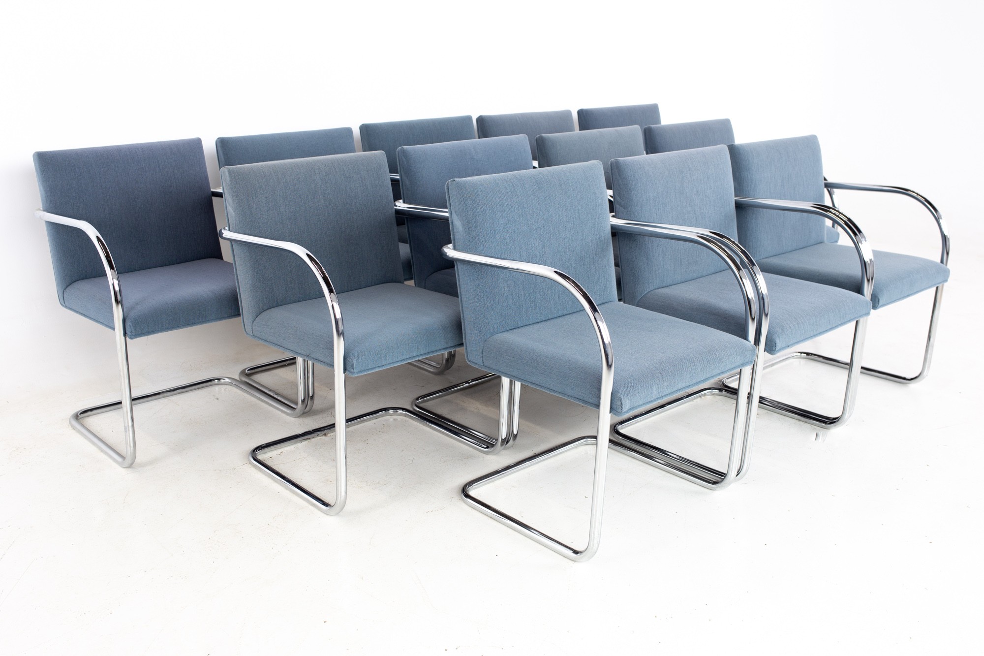 Mies Van Der Rohe for Gordon International Brno Mid Century Tubular Occasional Arm Chair - Set of 12