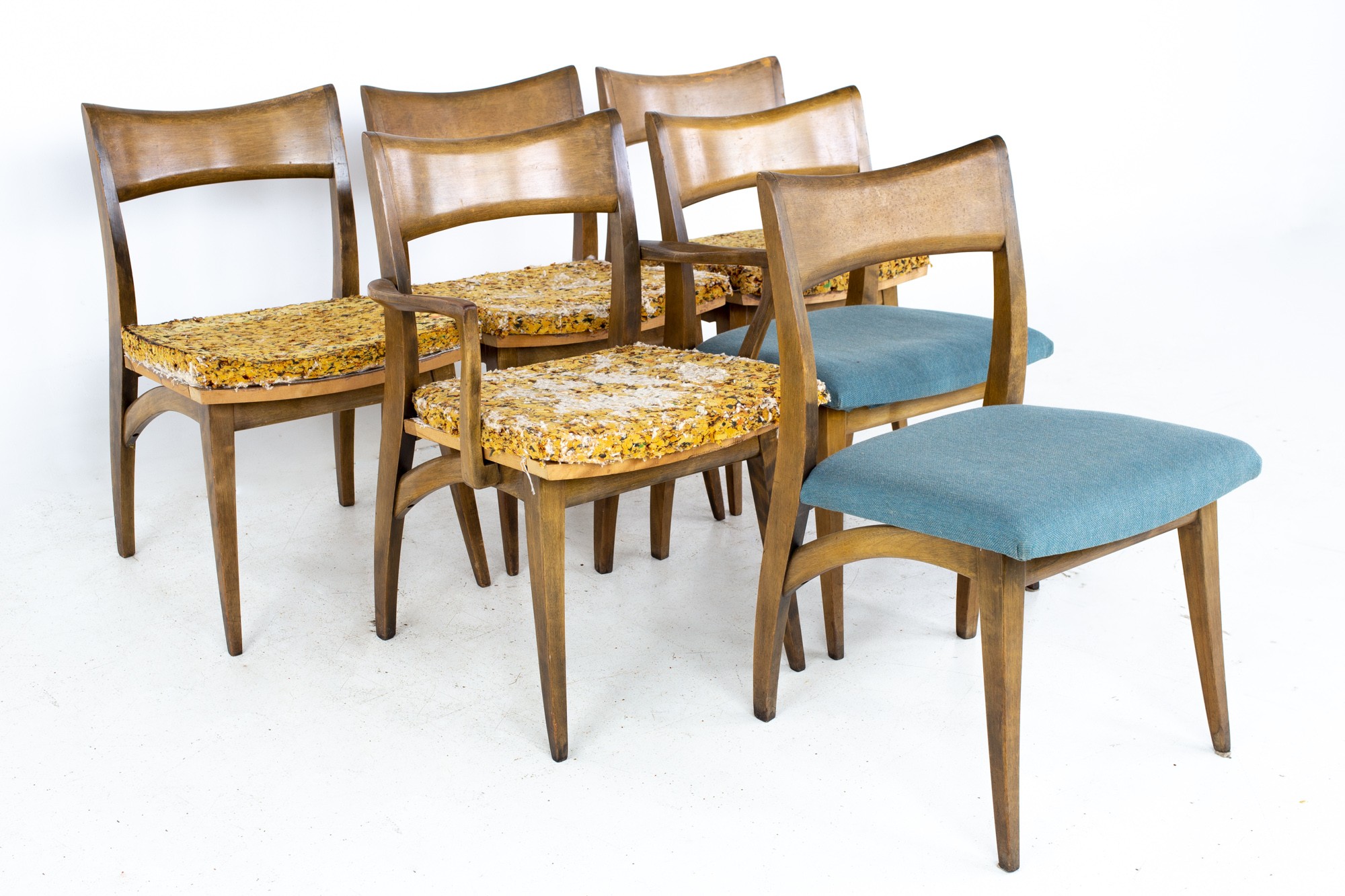 Heywood Wakefield Mid Century Tuxedo Dining Chairs - Set of 6