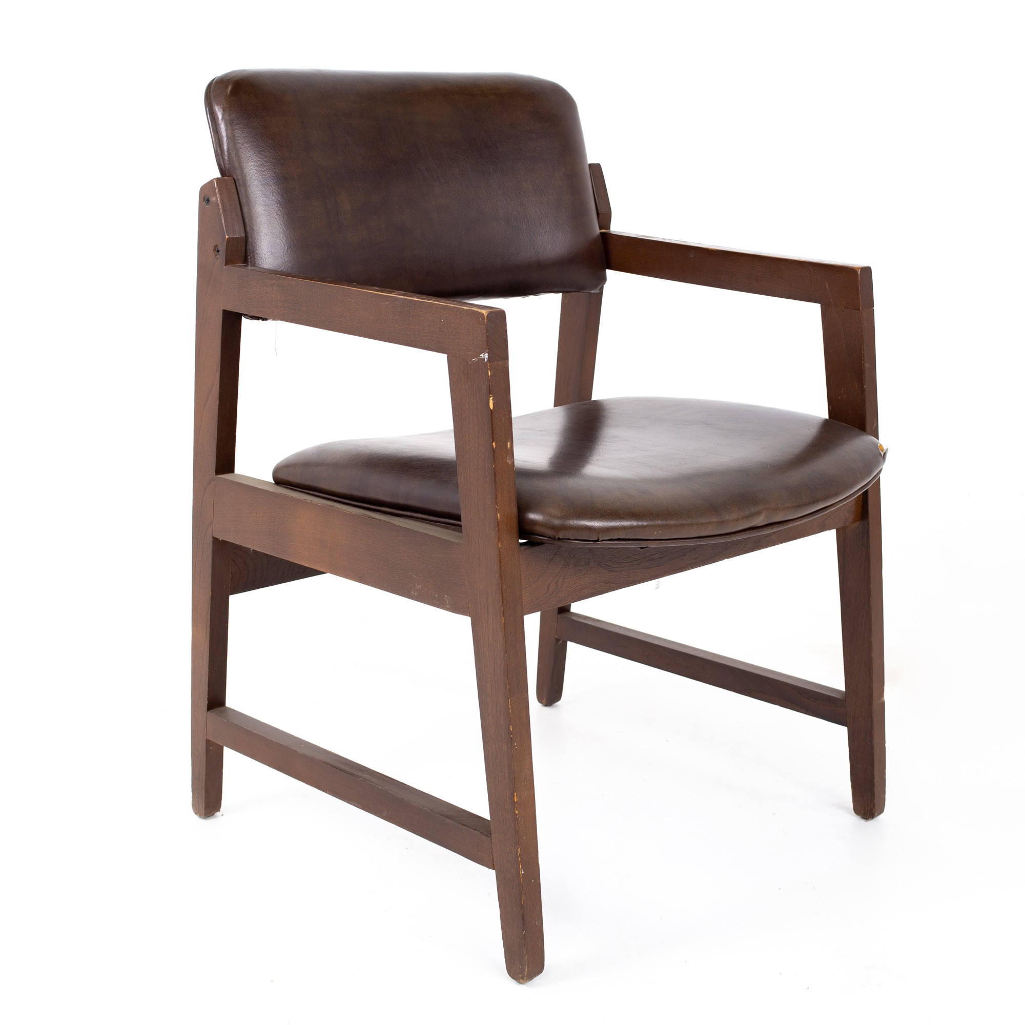 Mid Century Dark Walnut and Leather Desk Chair