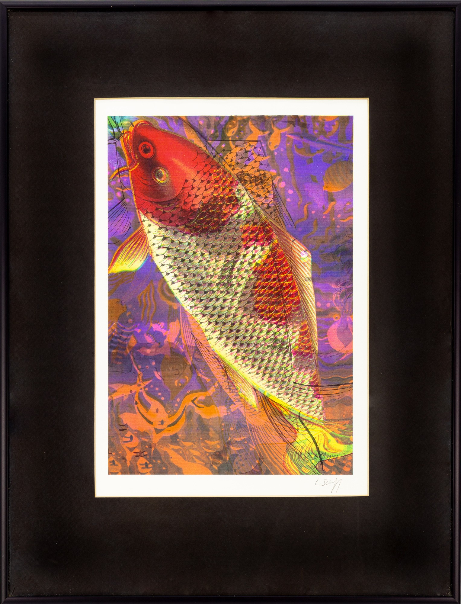 Koi Fish Print 1991 Framed & Signed