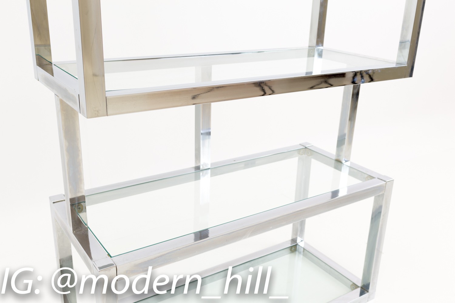 Milo Baughman Style Chrome and Glass Shelf Etagere