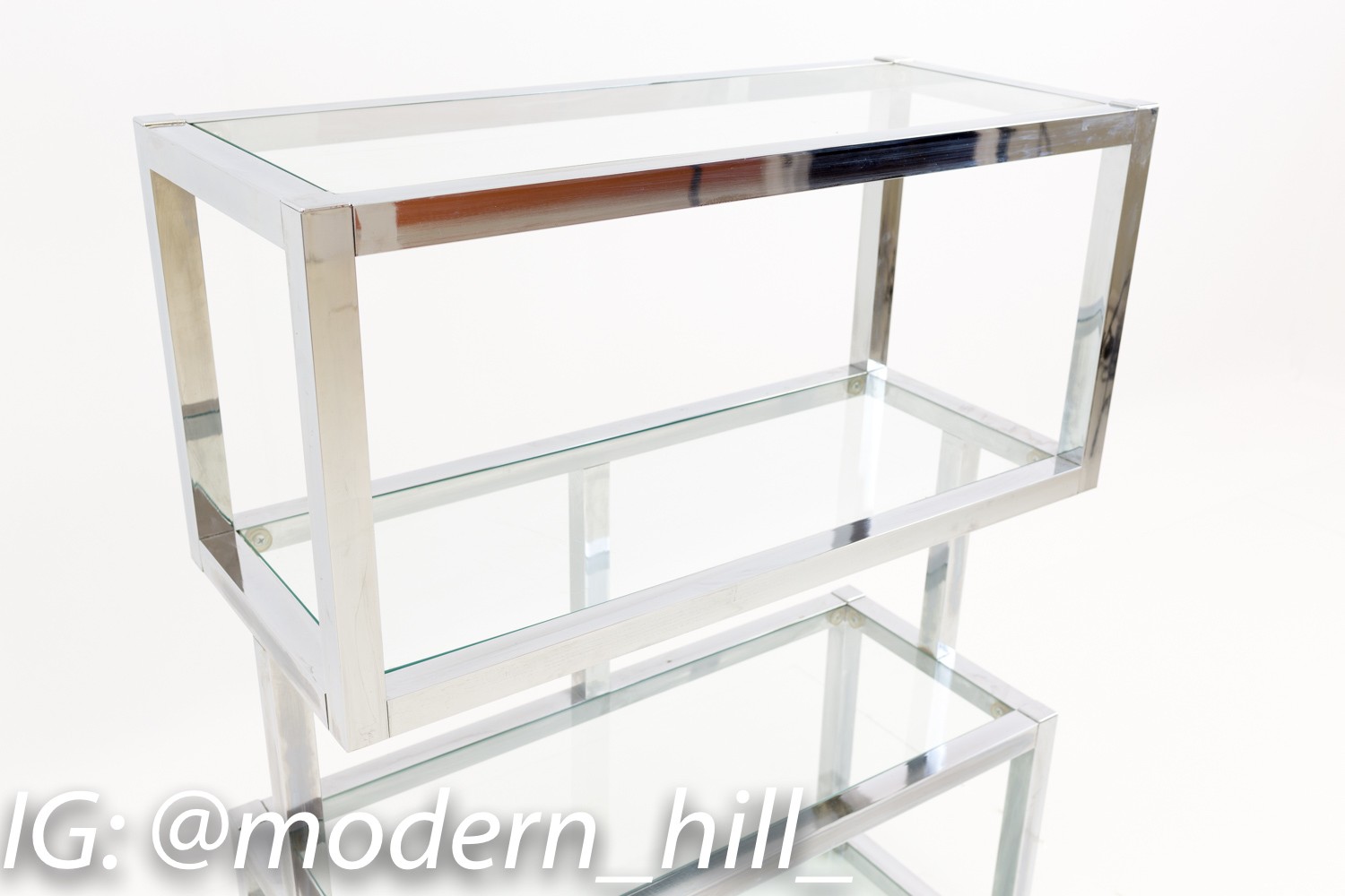 Milo Baughman Style Chrome and Glass Shelf Etagere, Mid Century Modern  Furniture