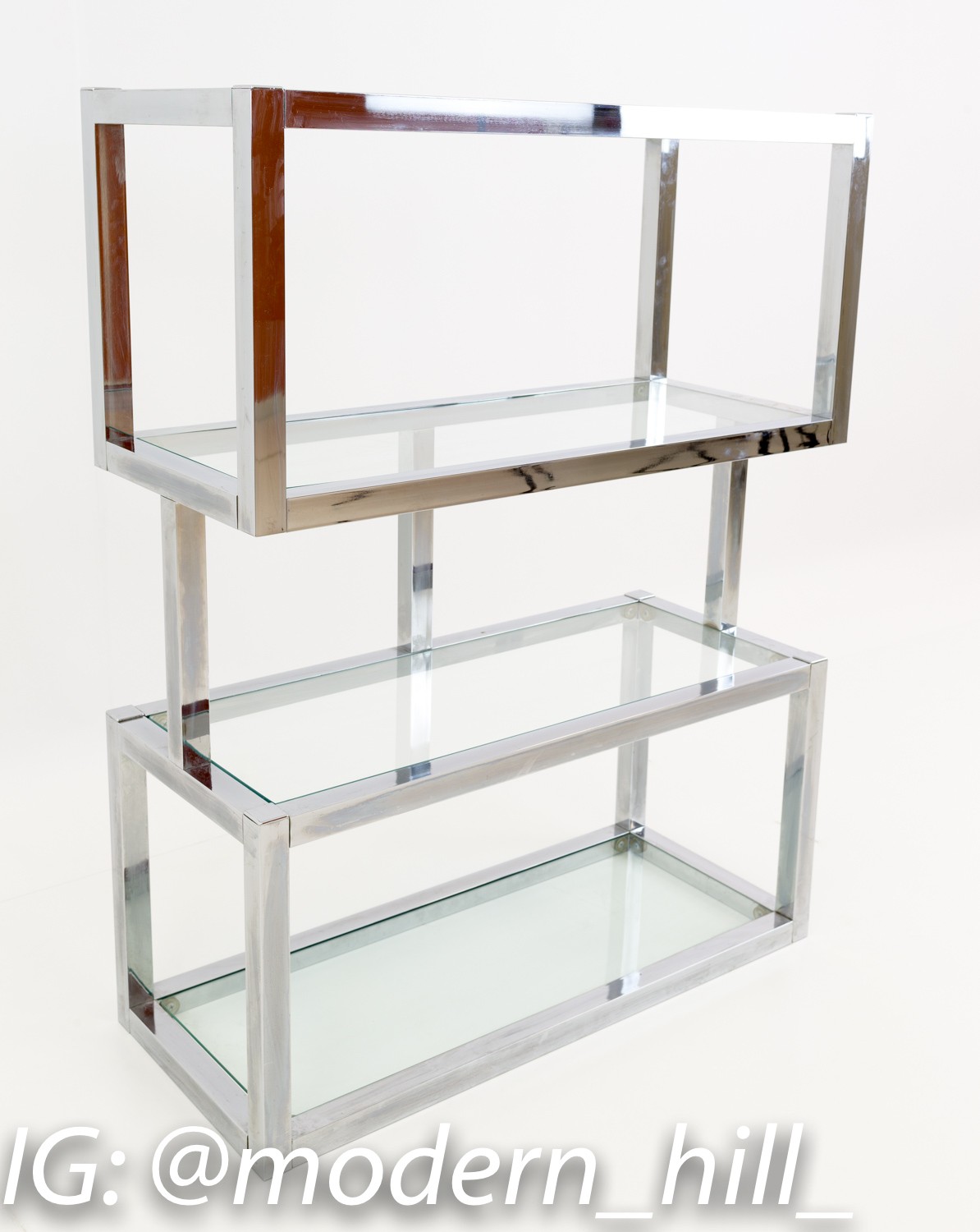 Milo Baughman Style Chrome and Glass Shelf Etagere