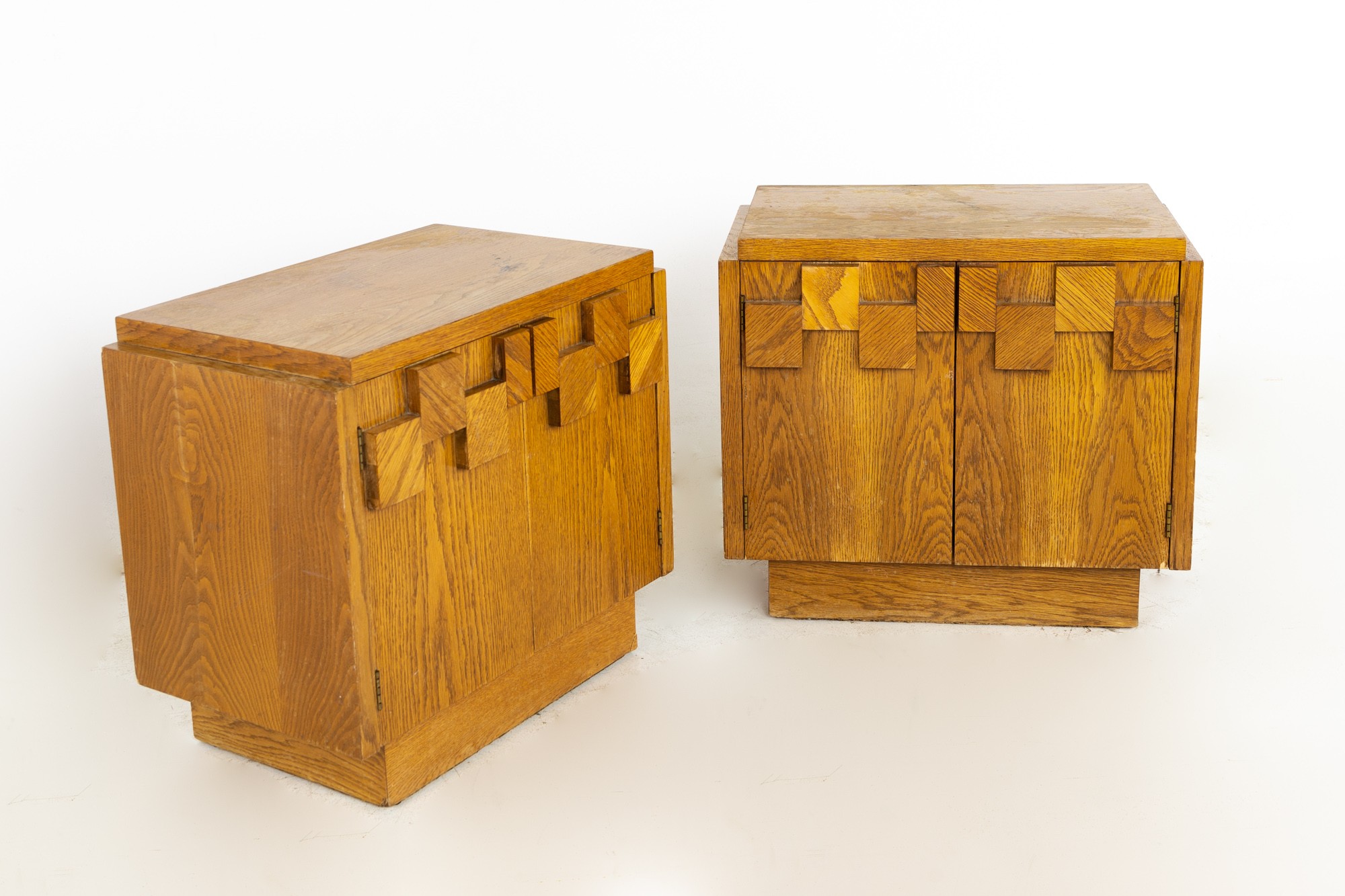 Images | Mid Century Modern Furniture - Mid Century Furniture Chicago Lane Brutalist Mid Century Oak Nightstands - a Pair