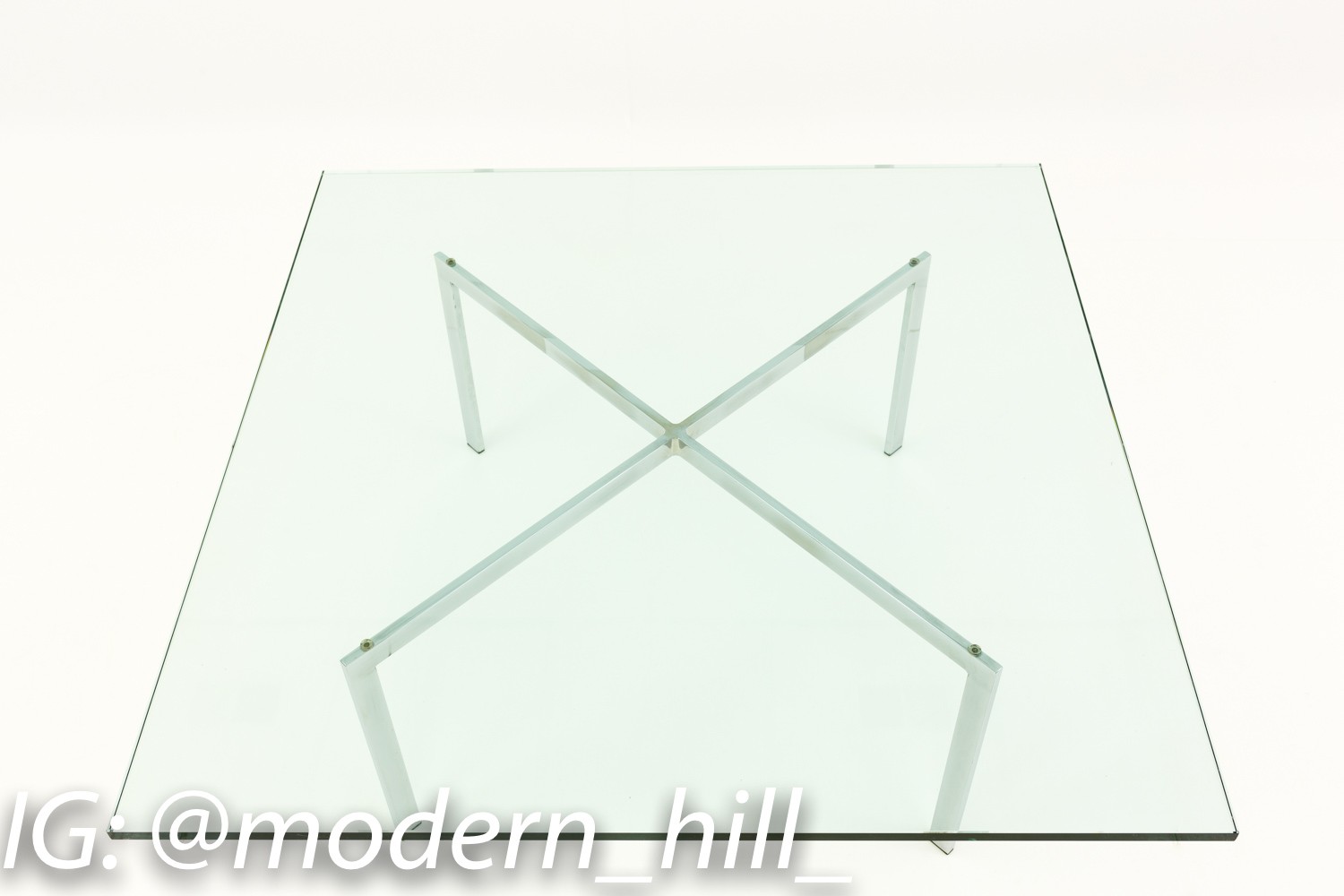Mies Van Der Rohe Barcelona Style Square Glass Mid Century Coffee Table