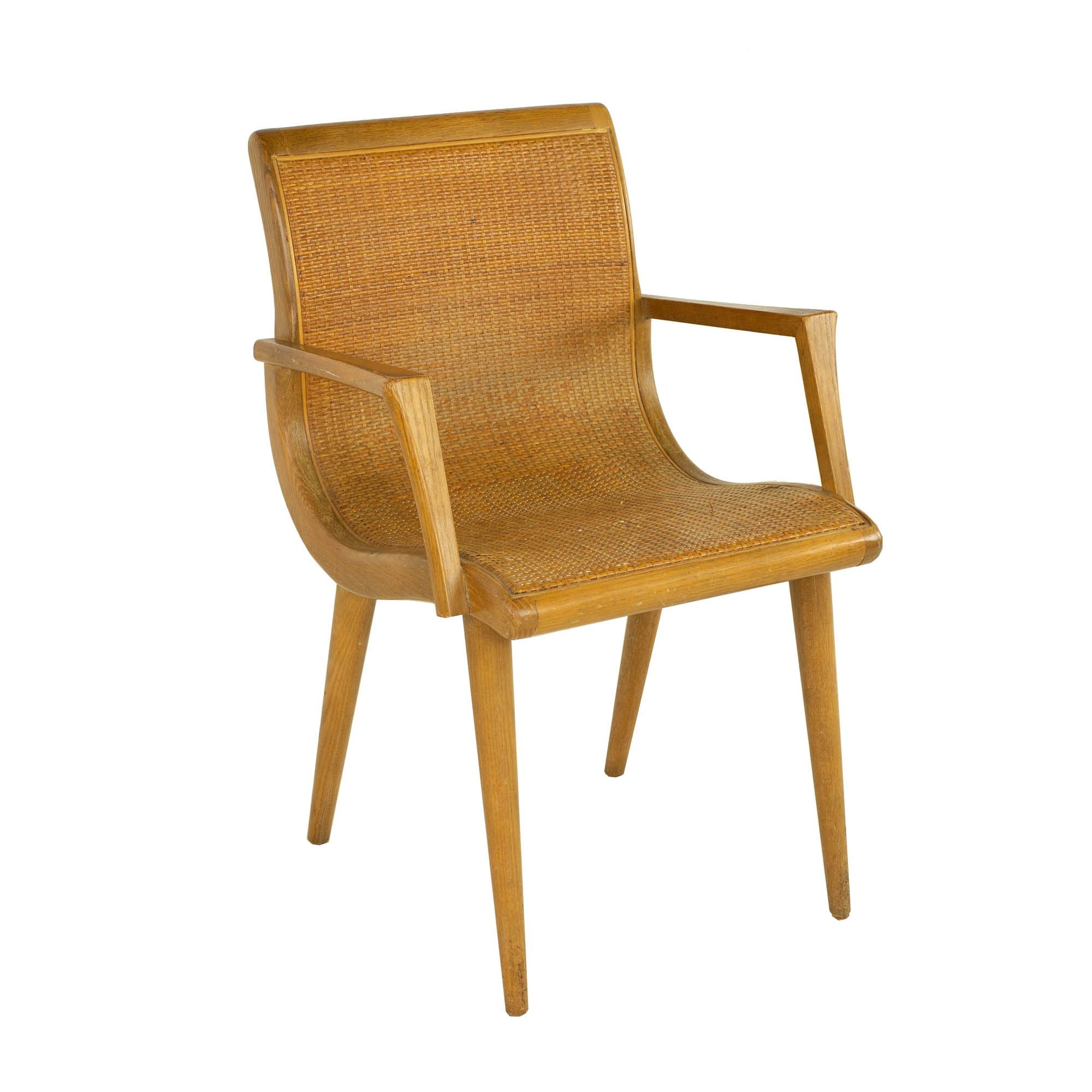 Mid Century Blonde Caned Dining Desk Chair