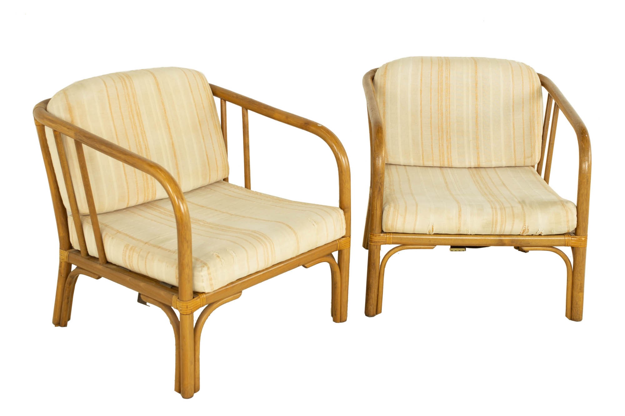 Franco Albini Style Mid Century Italian Rattan Lounge Chair - Pair