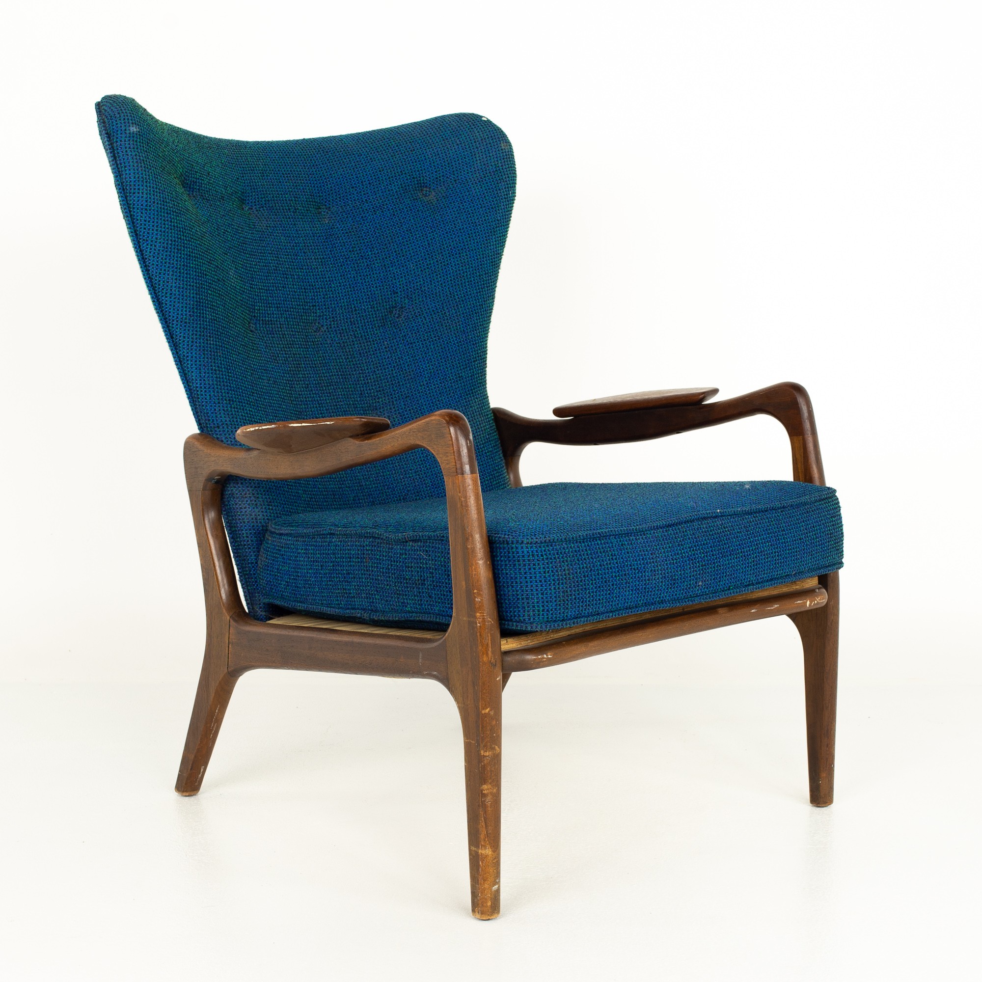 Adrian Pearsall for Craft Associates Mid Century Walnut Wingback Lounge Chair