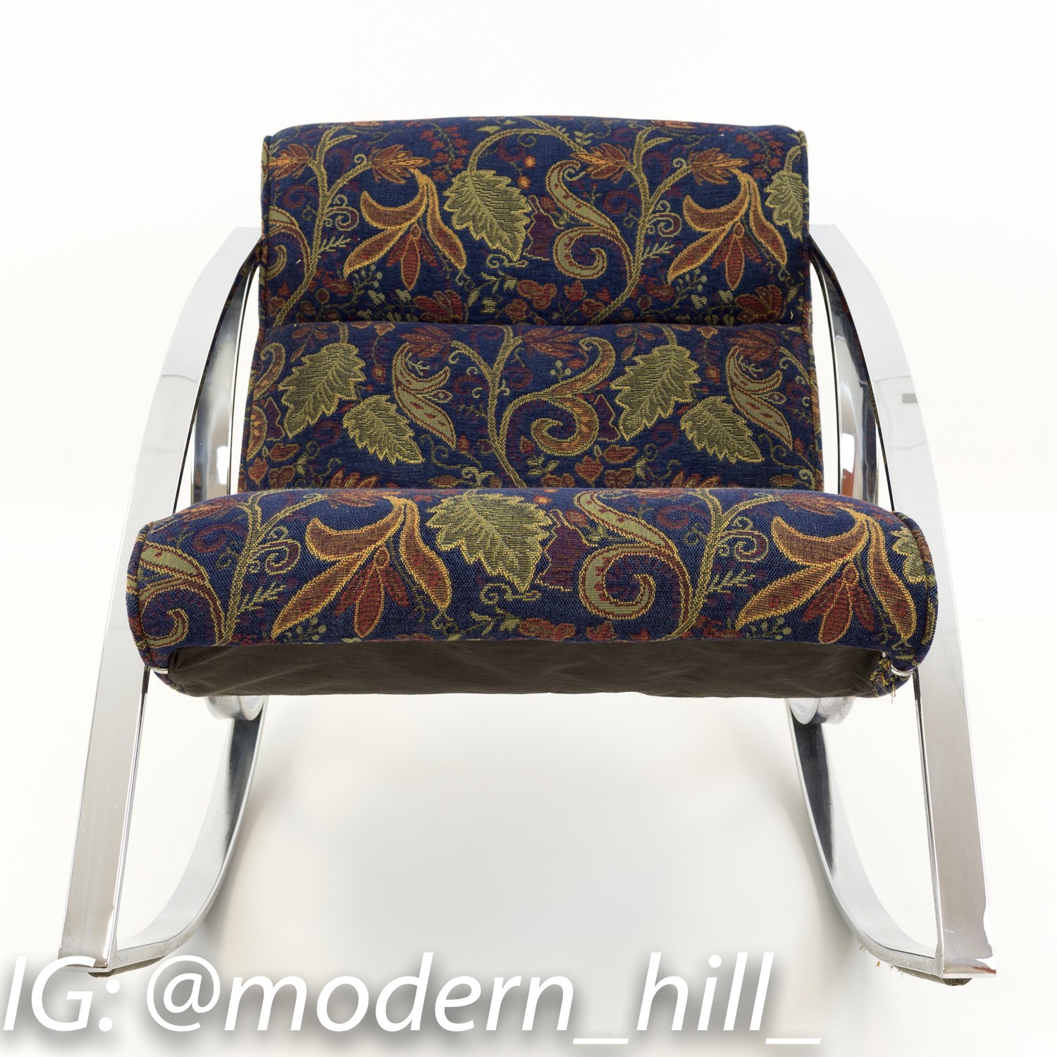 Milo Baughman Style Chrome Mid Century Modern Rocking Chair