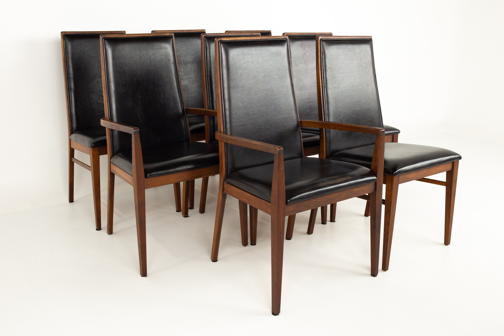 Merton Gershun for Dillingham Mid Century Walnut Dining Chairs - Set of 8