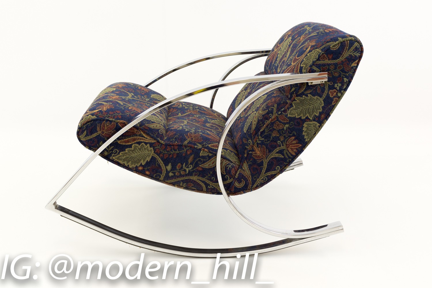 Milo Baughman Style Chrome Mid Century Modern Rocking Chair