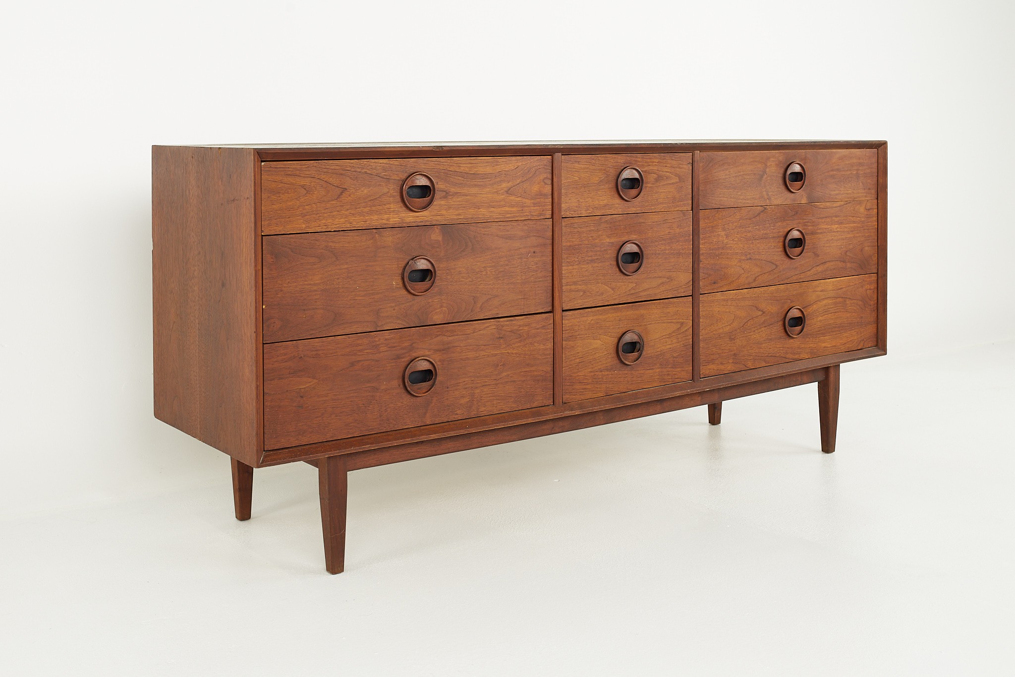Founders Style Mid Century Walnut 9 Drawer Dresser