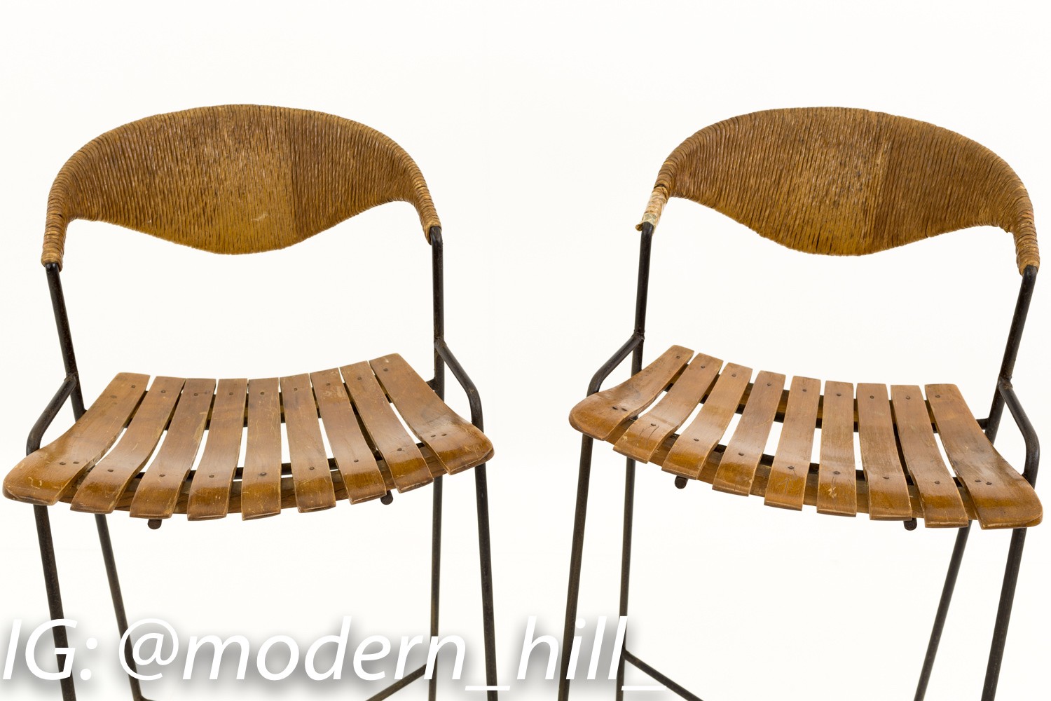 Arthur Umanoff for Shaver Howard Mid Century Iron Tiki Chairs
