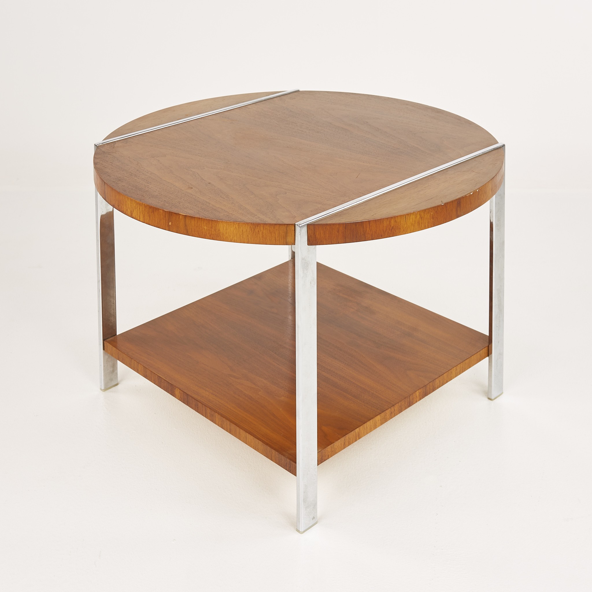 Lane Mid Century Walnut and Chrome Side End Table