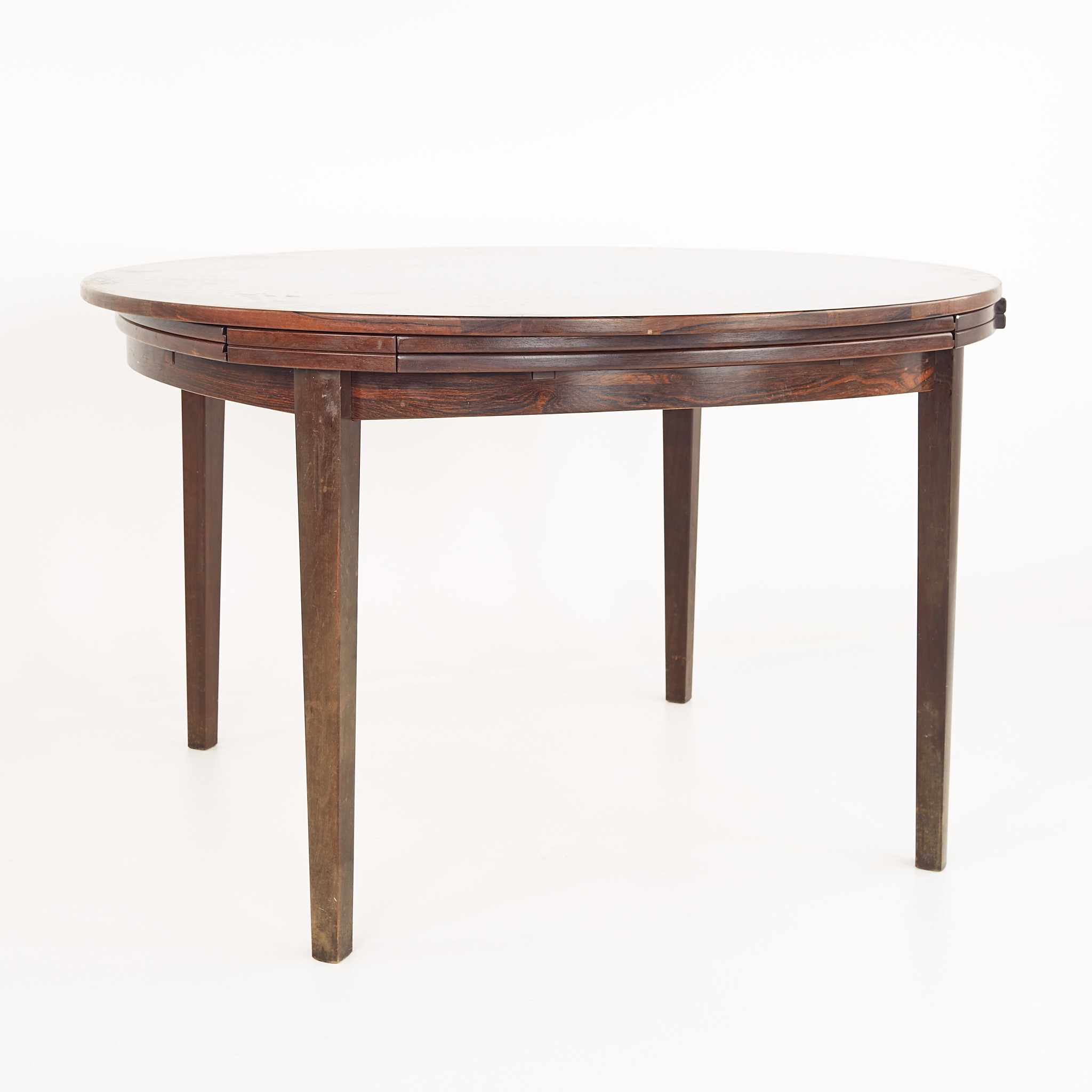 Dyrlund Lotus Mid Century Rosewood Hidden Leaf Expanding Dining Table