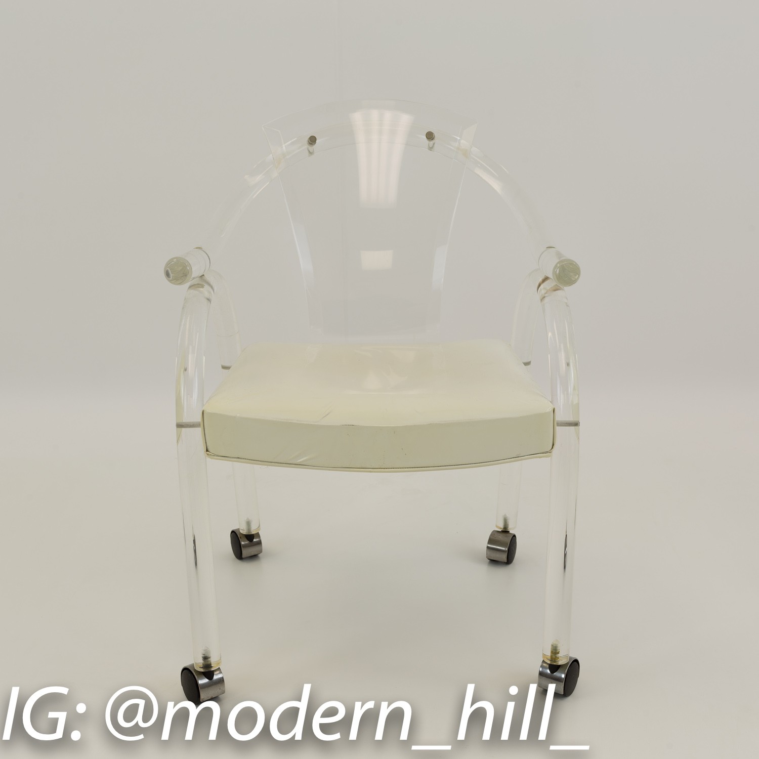 Charles Hollis Jones Style Mid Century Modern Lucite Rolling Chairs