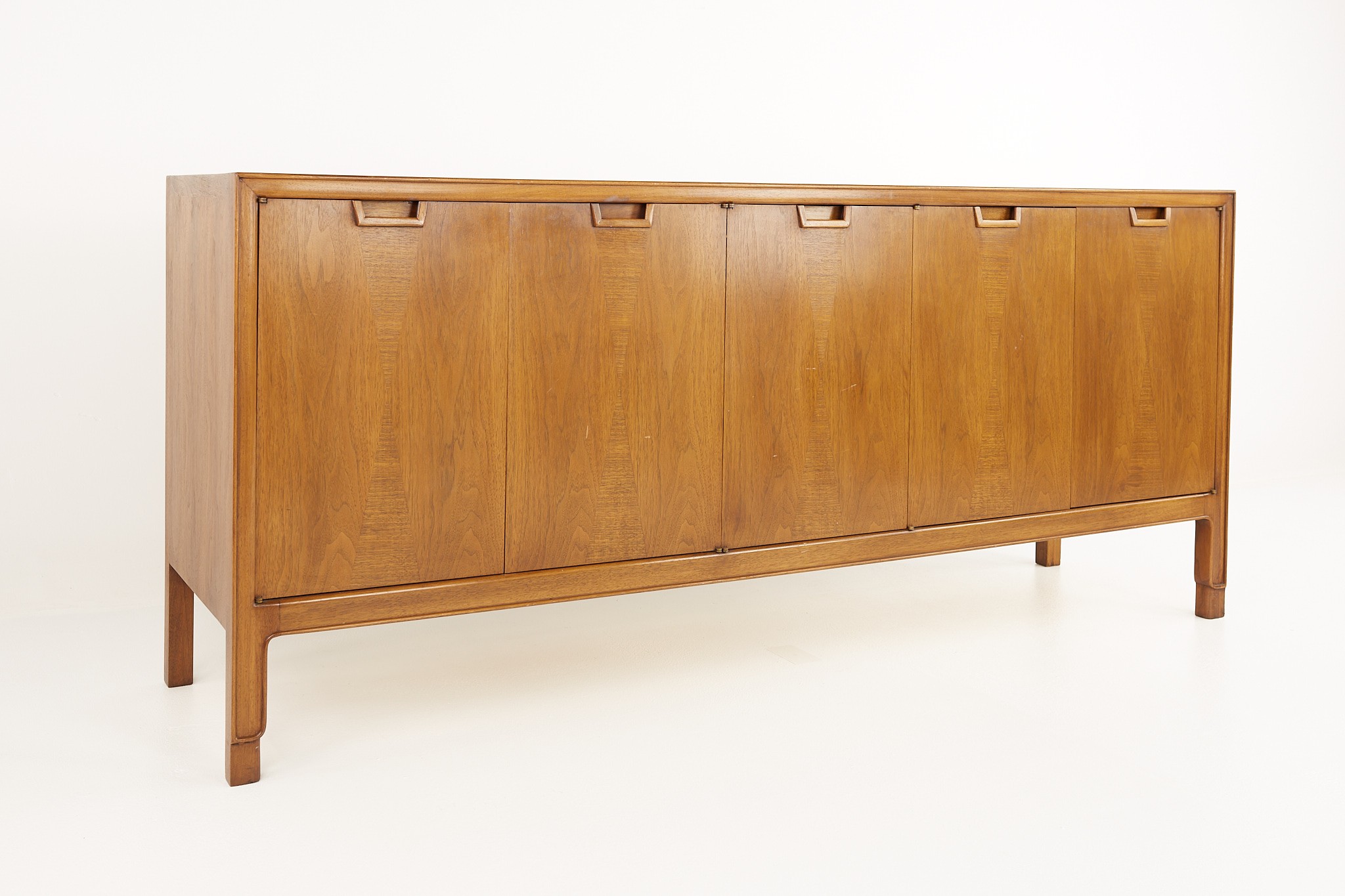 John Stuart for Mount Airy Janus Collection Mid Century Walnut Long Sideboard Credenza