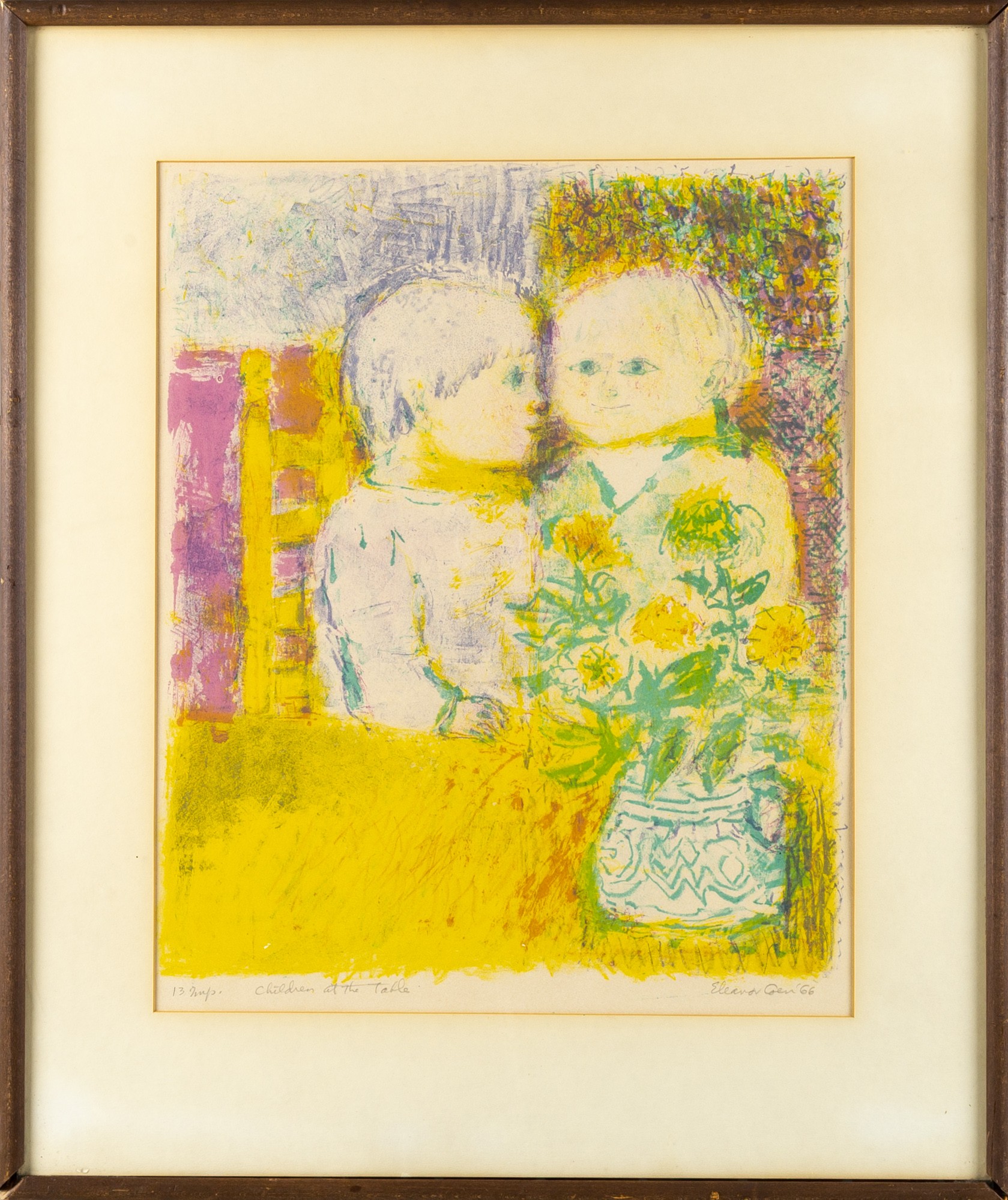 Eleanor 'children at the Table' Signed 1966 Wall Art