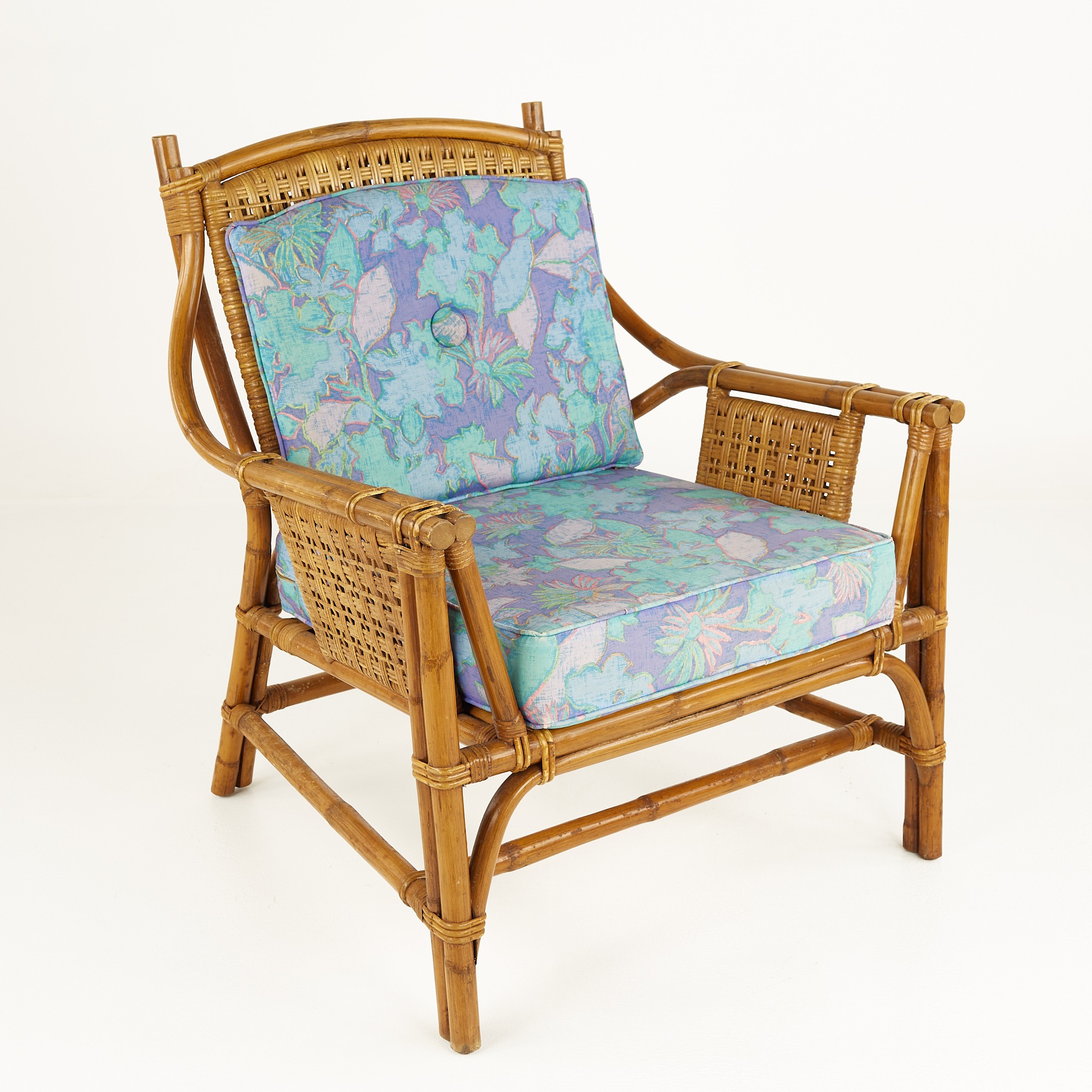 Ficks Reed Style Mid Century Bamboo Rattan Lounge Chair