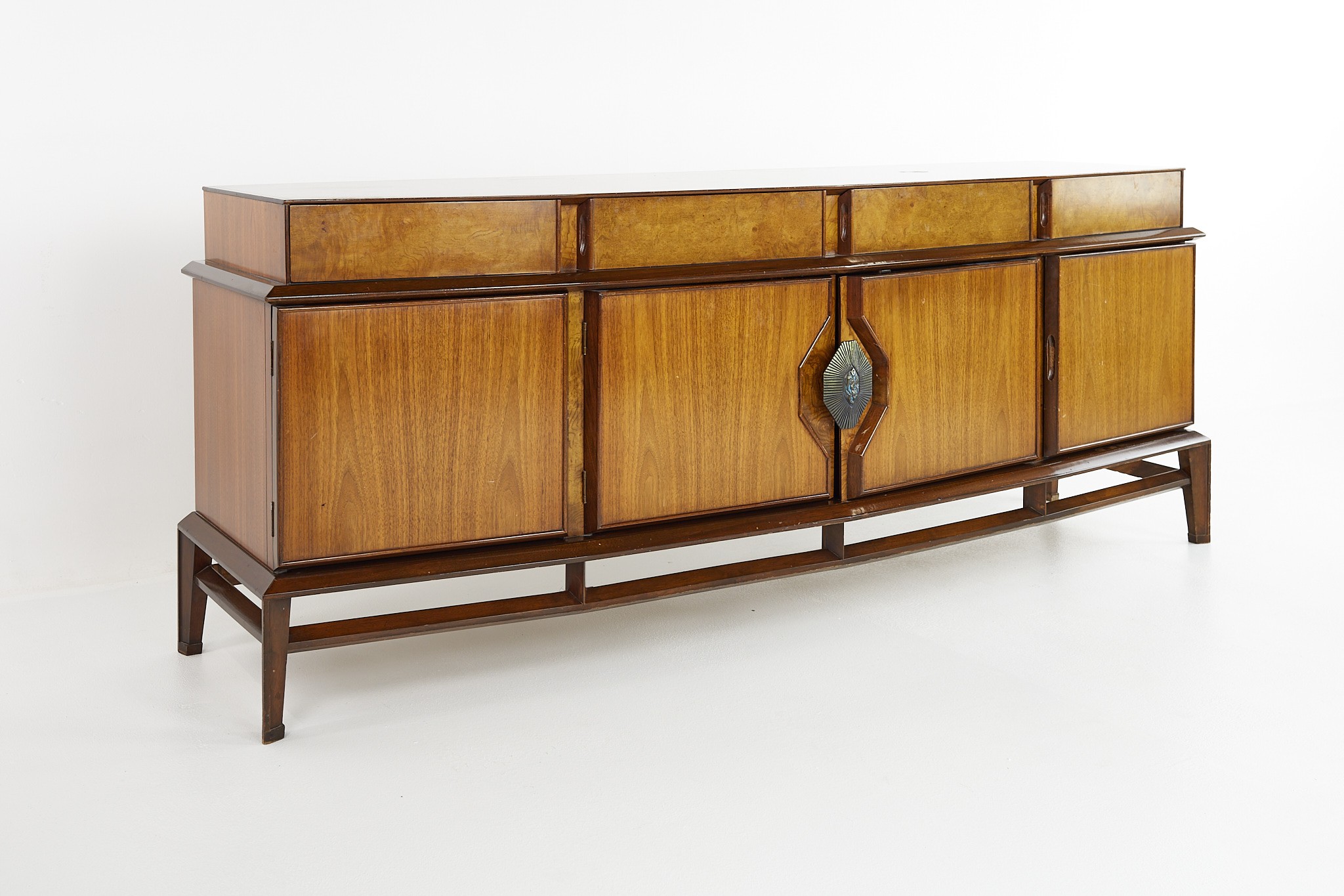 Helen Hobey for Baker Mid Century Walnut Credenza Lowboy Dresser
