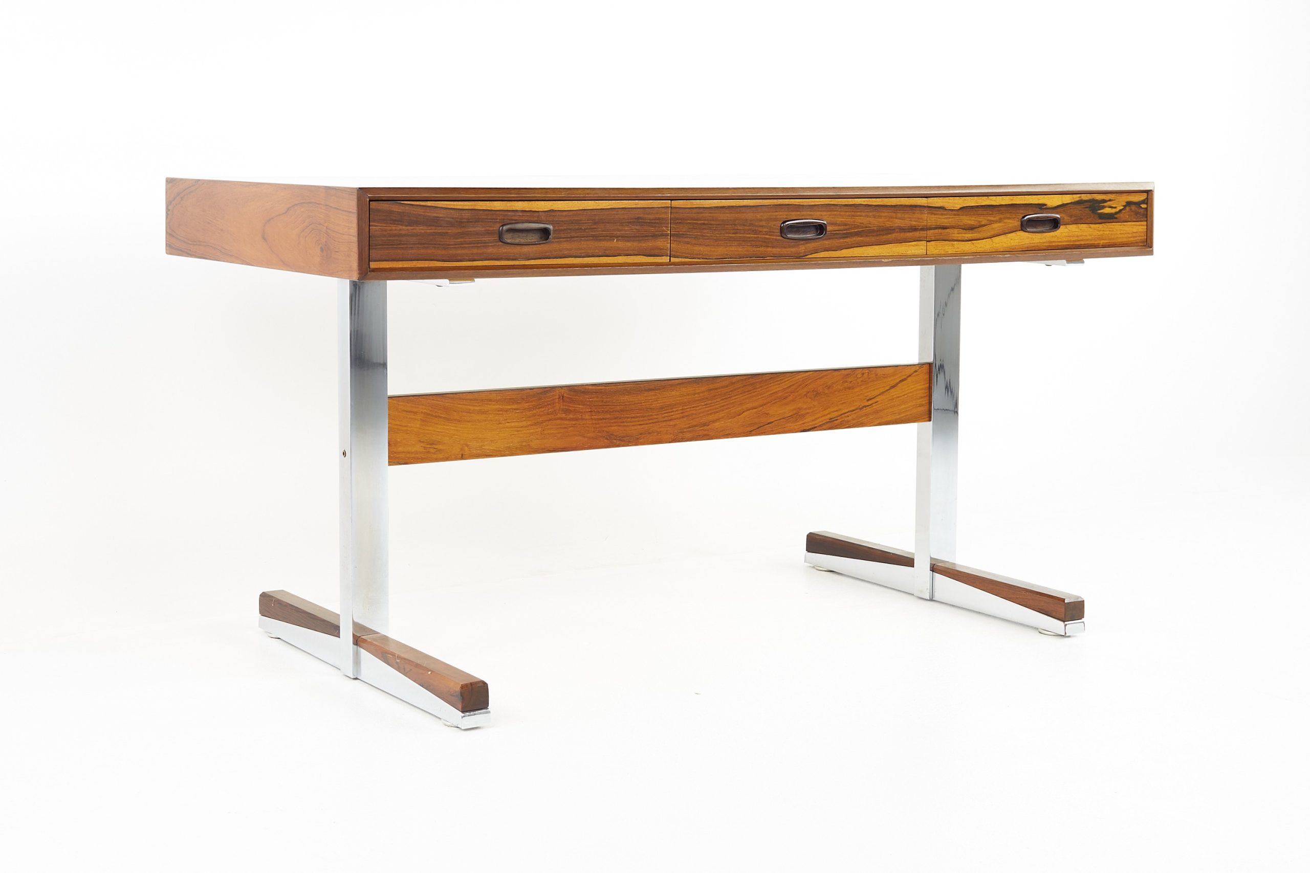 Maurice Villency Mid Century Chrome and Rosewood Desk