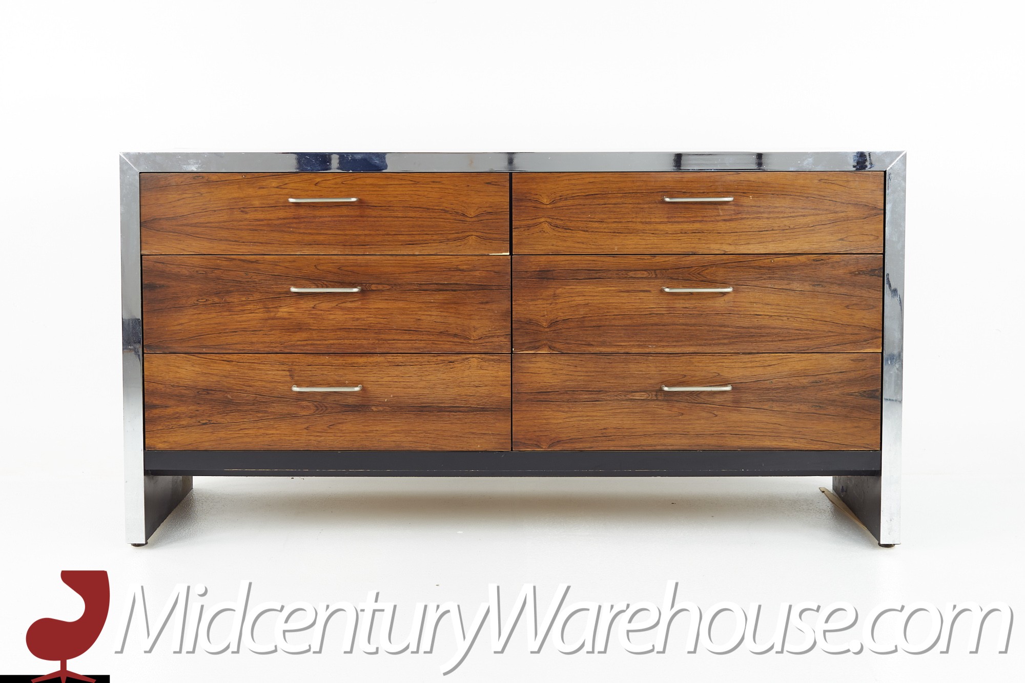 milo mid century modern 6-drawer dresser Prepac Milo Mid-Century 6 Drawer Wooden Dresser, 16" x 52.25" x 33", Brown/White