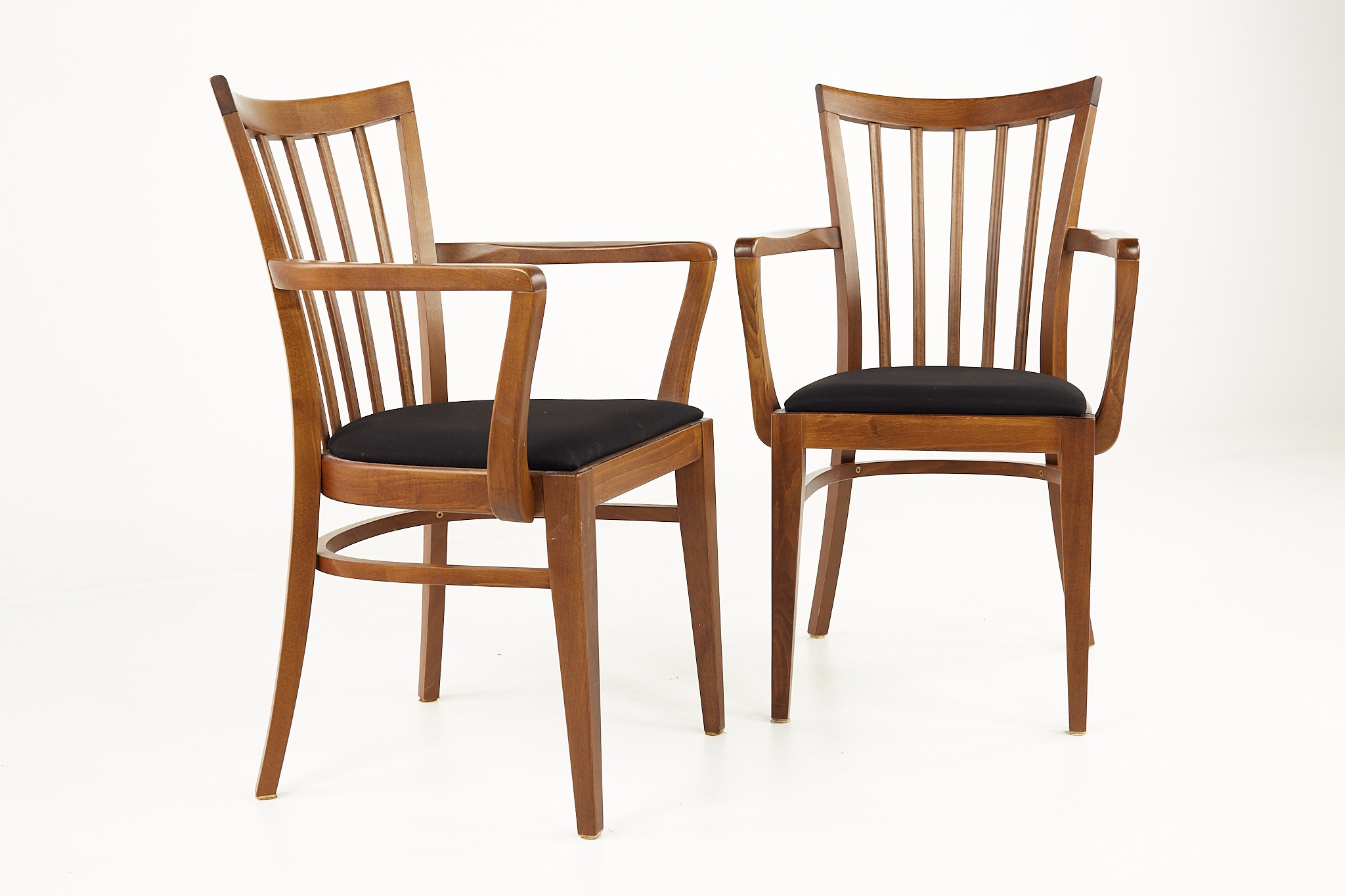 Mid Century Upholstered Captains Chairs - Pair