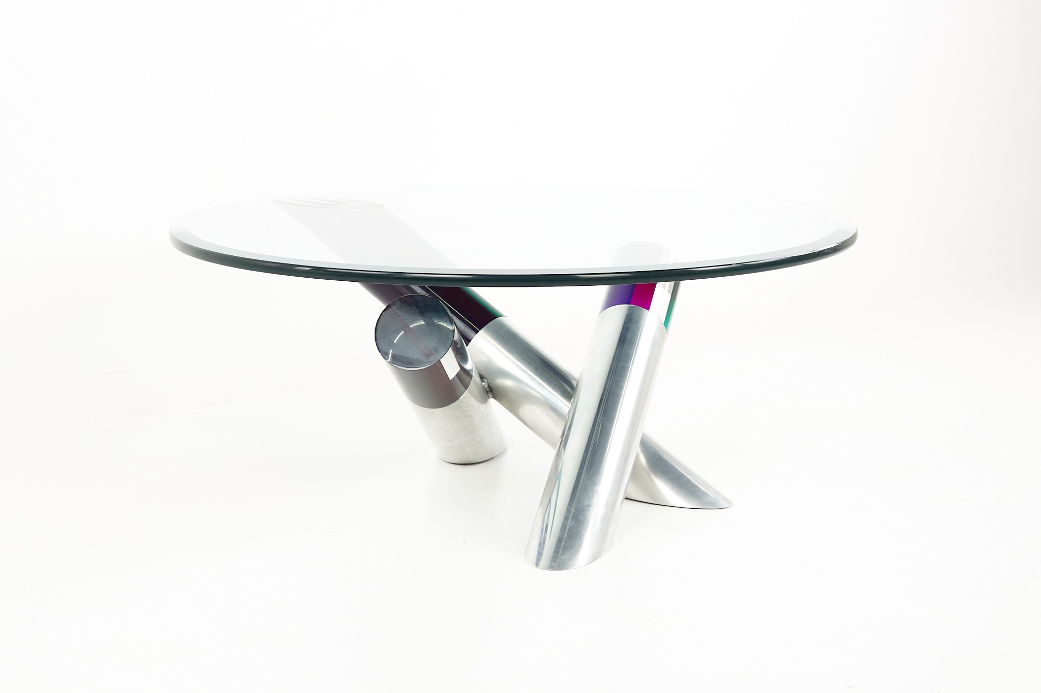 David Muniz Style Post Modern Glass and Colorful Acrylic Coffee Table
