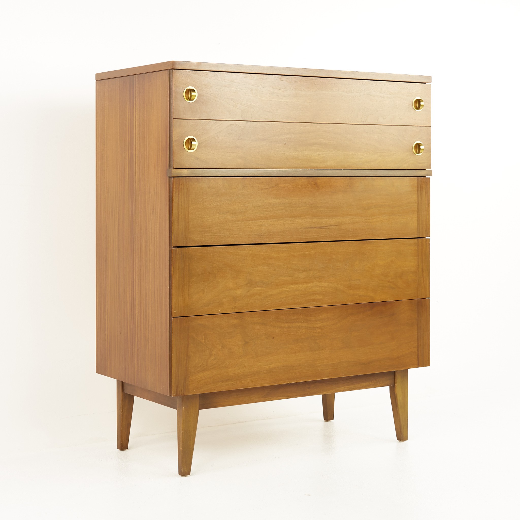 Images | Mid Century Modern Furniture - Mid Century Furniture Chicago Stanley Mid Century Walnut and Brass Highboy 5 Drawer Highboy Dresser