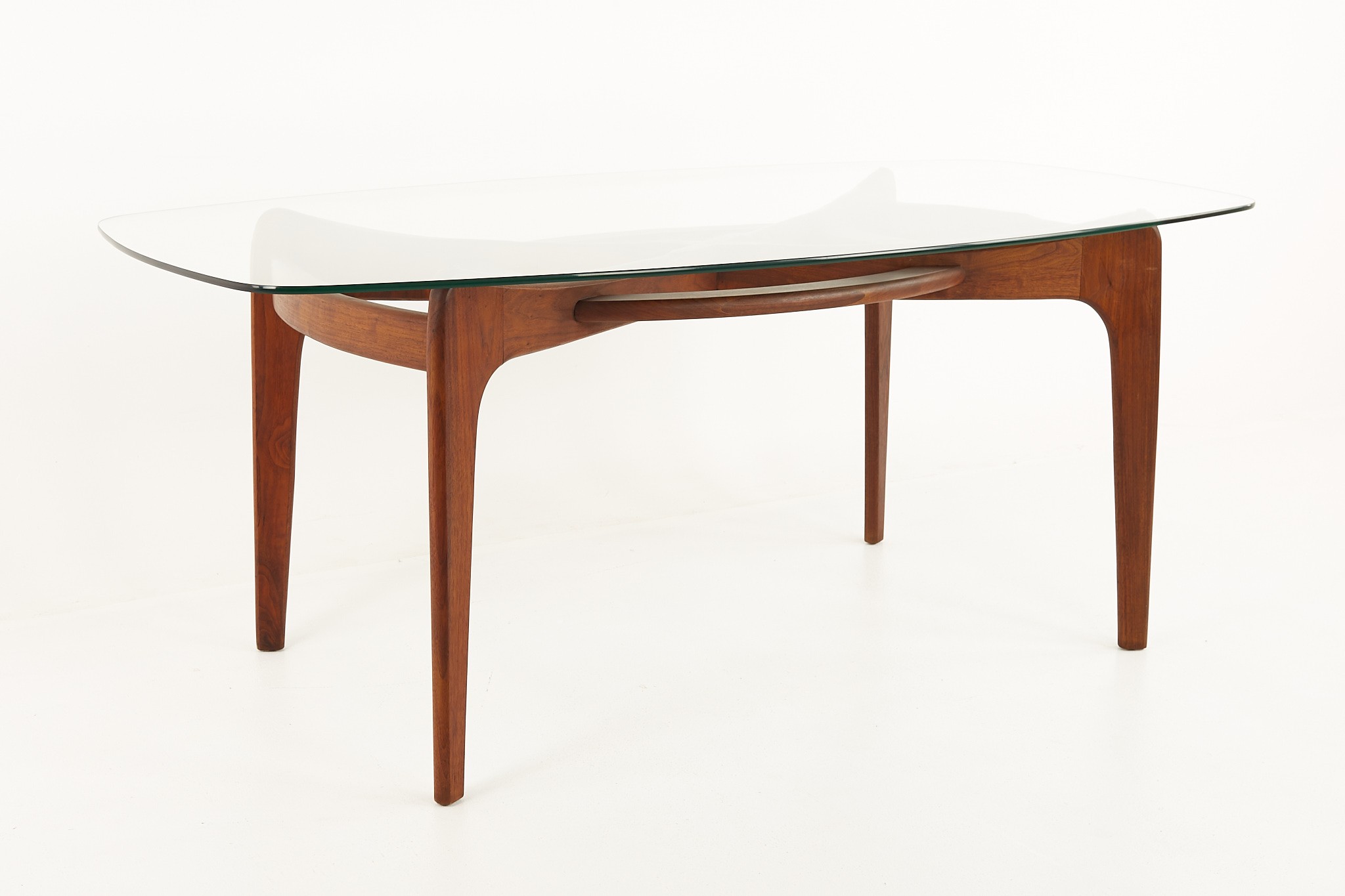 Adrian Pearsall 2179-t Mid Century Glass and Walnut Compass Dining Table