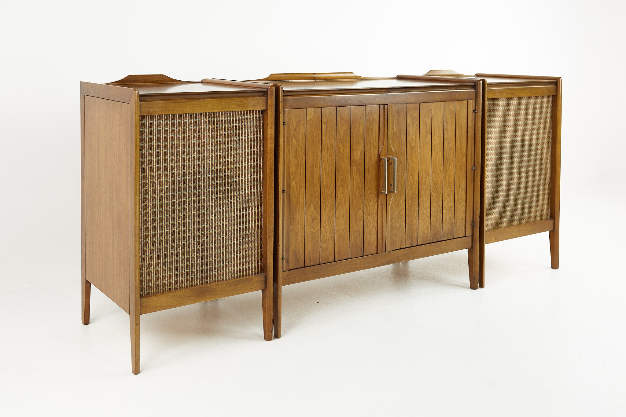 Mid Century Three Piece Stereo Console and Speakers