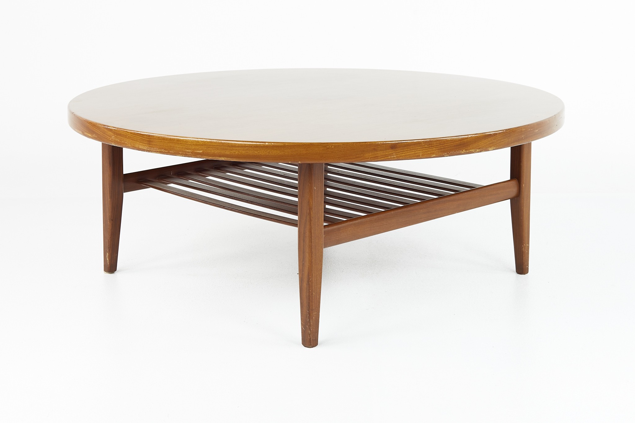 Greta Jalk Style Mid Century Round Walnut Coffee Table