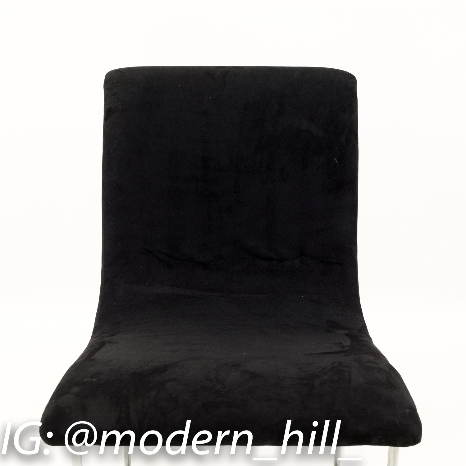 Milo Baughman for Directional Mid Century Black Velvet Chrome Base Lounge Chairs